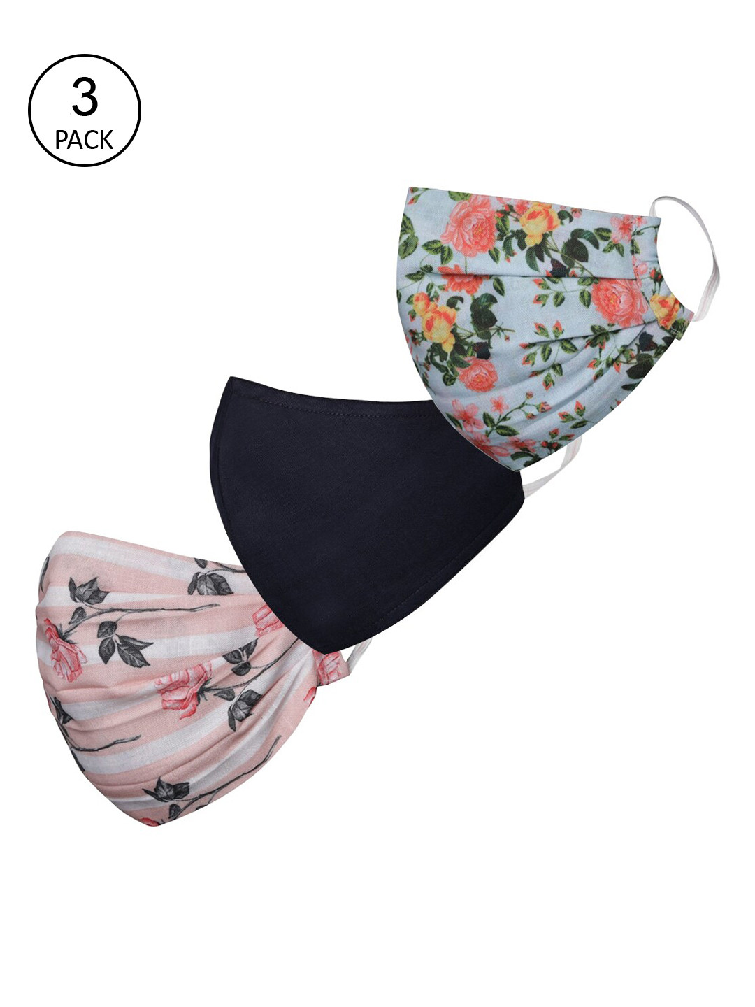 VASTRAMAY Unisex 3 Pcs 2 Ply Reusable Anti-Pollution Cloth Masks