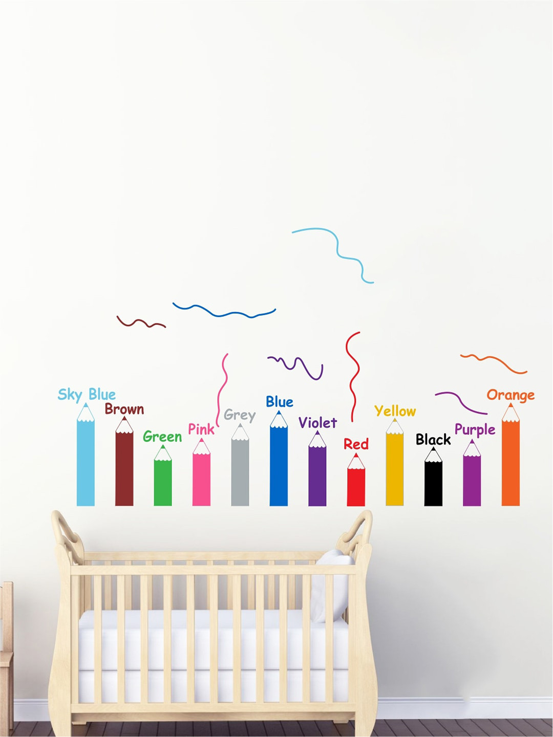 rawpockets Multicoloured Colour Chart-Pencils Wall Stickers