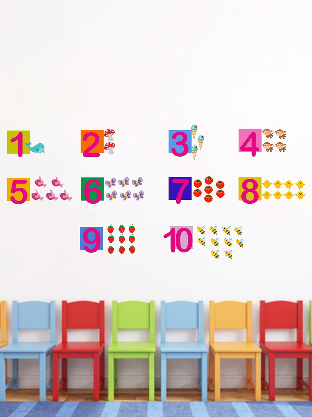 rawpockets Multicolour PVC Vinyl Numbers Calculation Wall Stickers