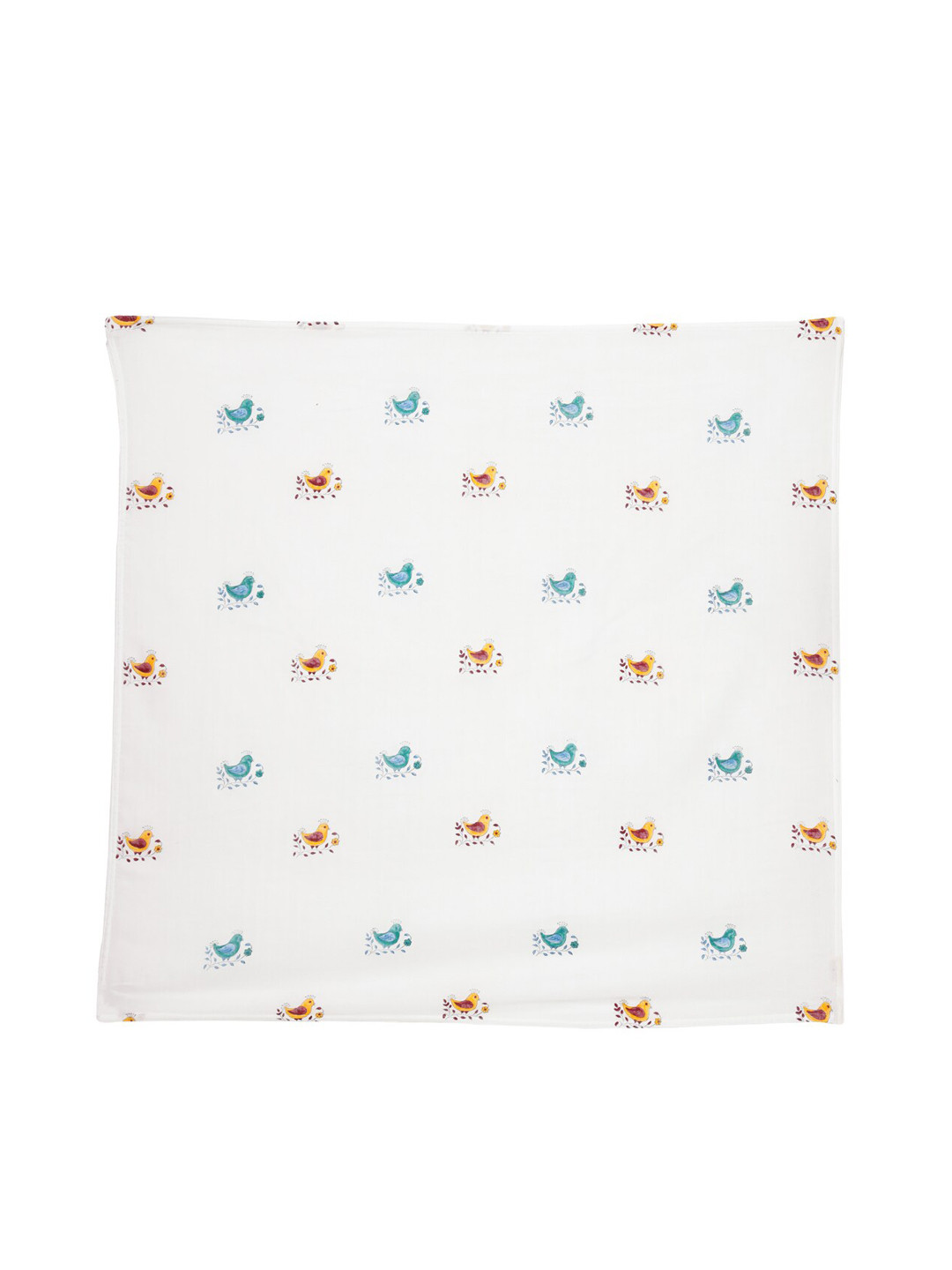 Moms Home Infants White & Blue Bird Printed Organic Cotton Sustainable Muslin Swaddle