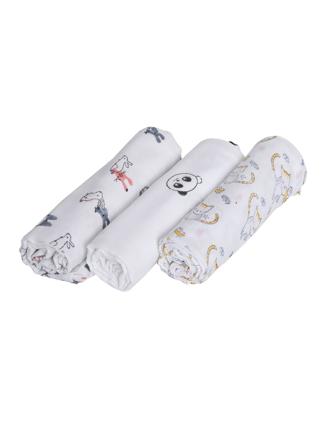 Moms Home Infant Kids Pack Of 3 Printed Organic-Cotton   Muslin Swaddles