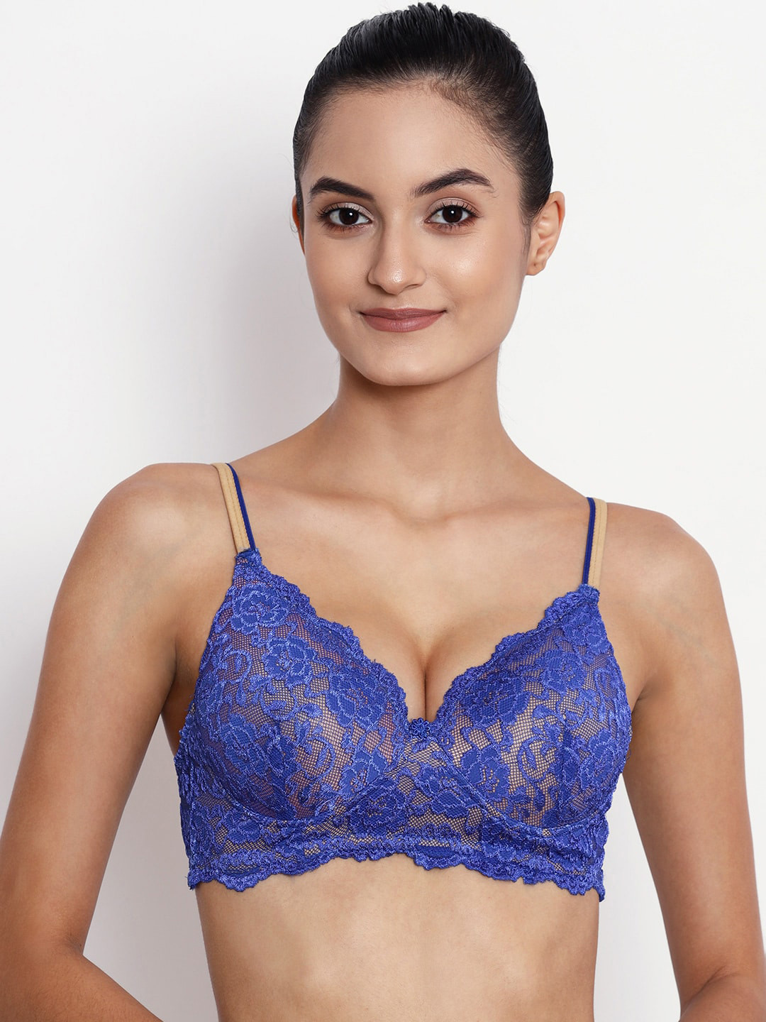 ABELINO Blue Lace Non-Wired Heavily Padded Push-Up Bra LEOBLUESKIN