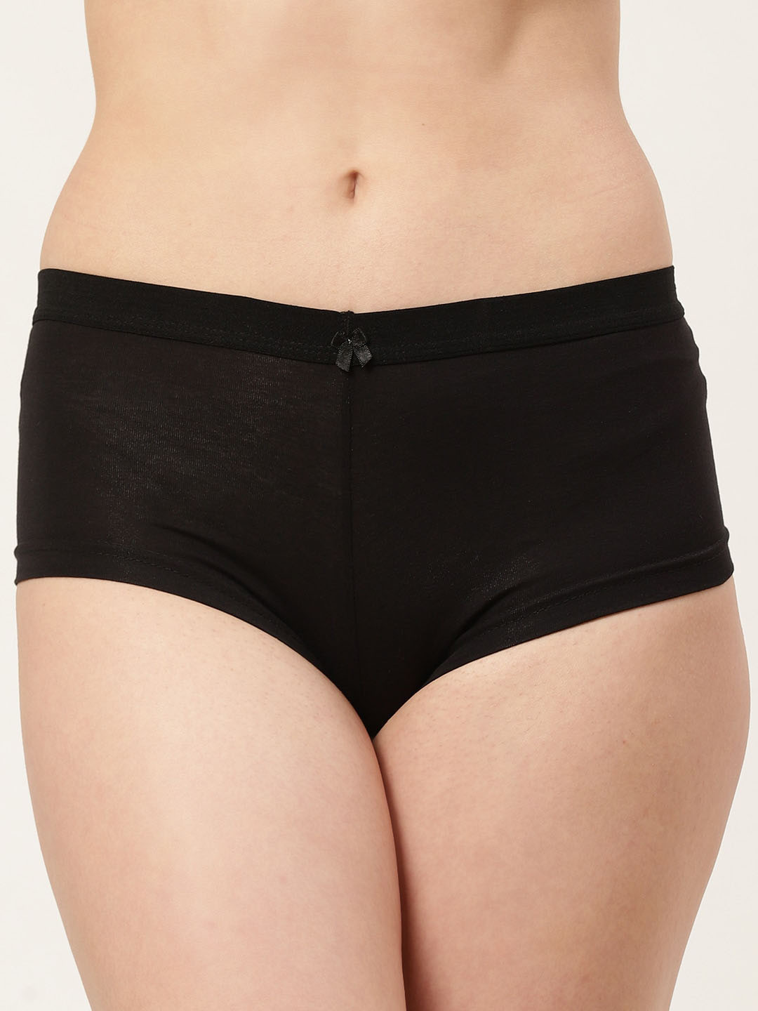 Leading Lady Women Pack of 6 Black Solid Boy Shorts Romi-6