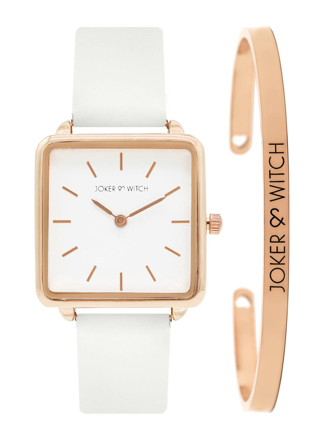 JOKER & WITCH Women Rose Gold-Toned & White Watch Gift Set JWBS249