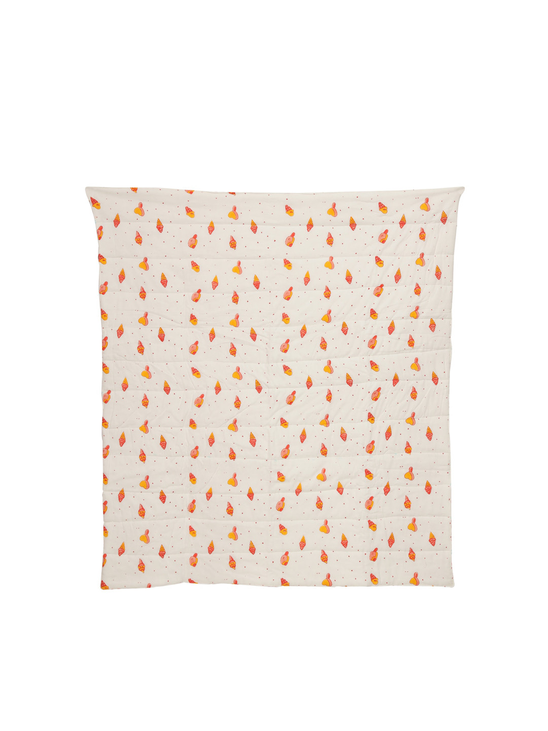 Moms Home Kids Off-White & Orange Ice Cream Printed 200 GSM Organic Cotton Baby Muslin Sustainable Quilt