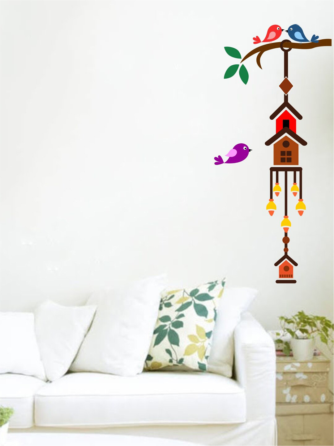rawpockets Multicolour Bird Nest Wall Stickers