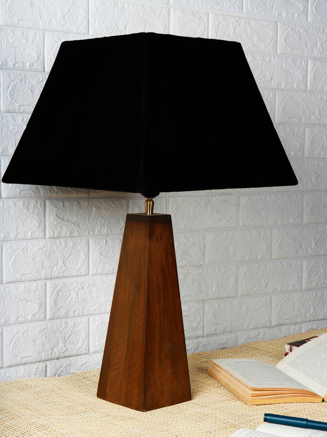 Grated Ginger Brown Self Design Contemporary Bedside Standard Table Lamp