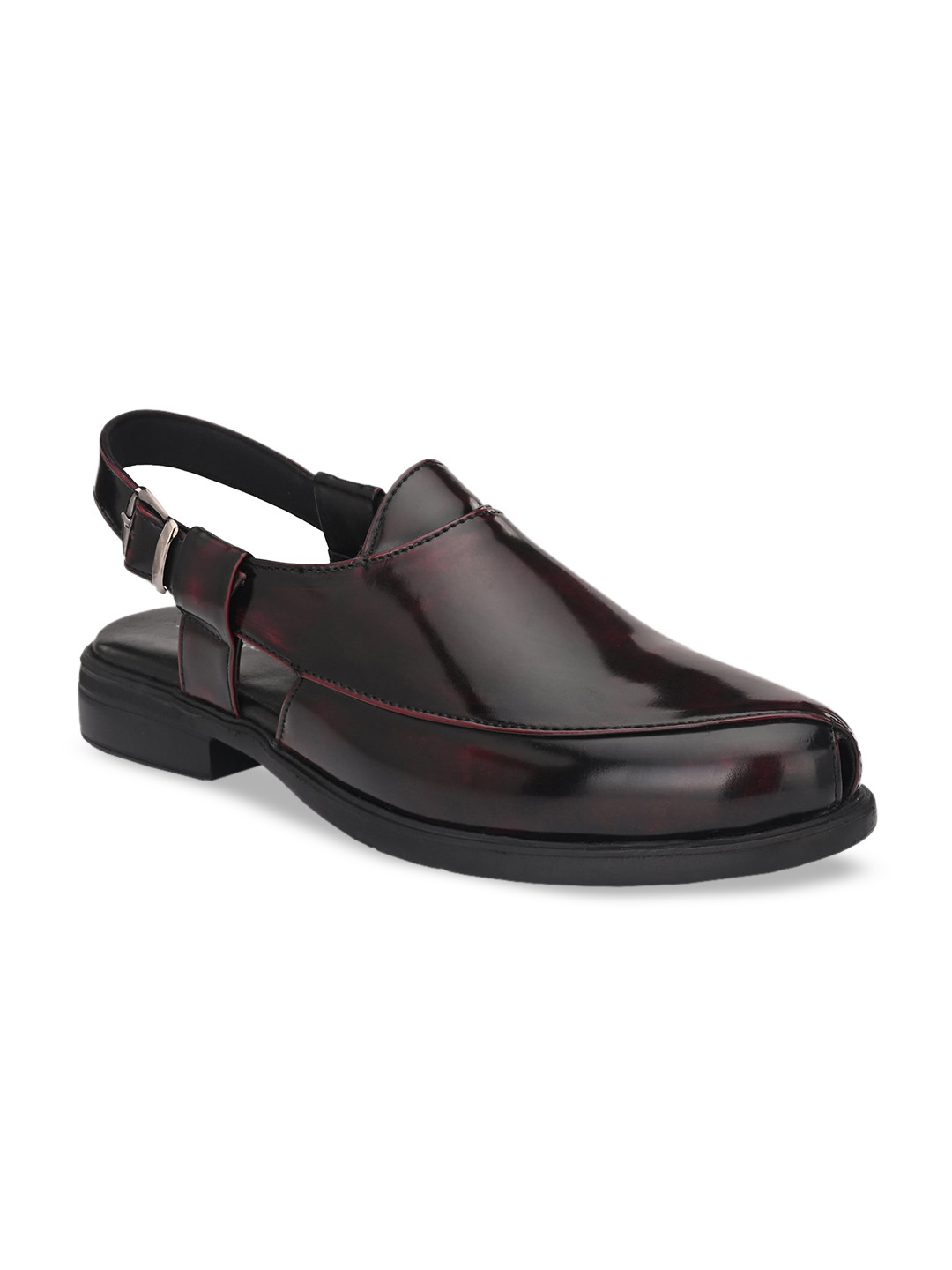 Delize Men Maroon Solid Slingback Comfort Sandals