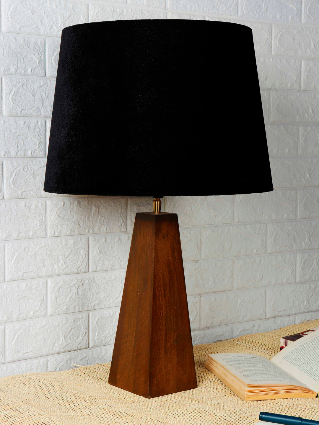 Grated Ginger Brown Self Design Tree Trunk Table Lamp