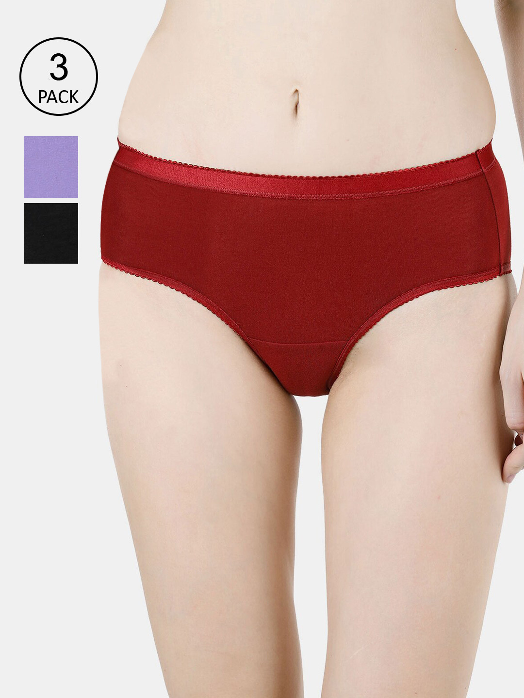 Vami Women Pack of 3 Assorted Basic Briefs VM12001D-S-PO3