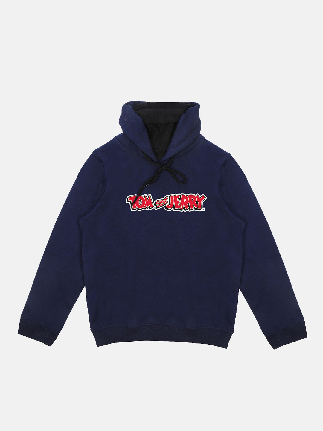 Tom & Jerry Boys Navy Blue Tom & Jerry Printed Hooded Sweatshirt