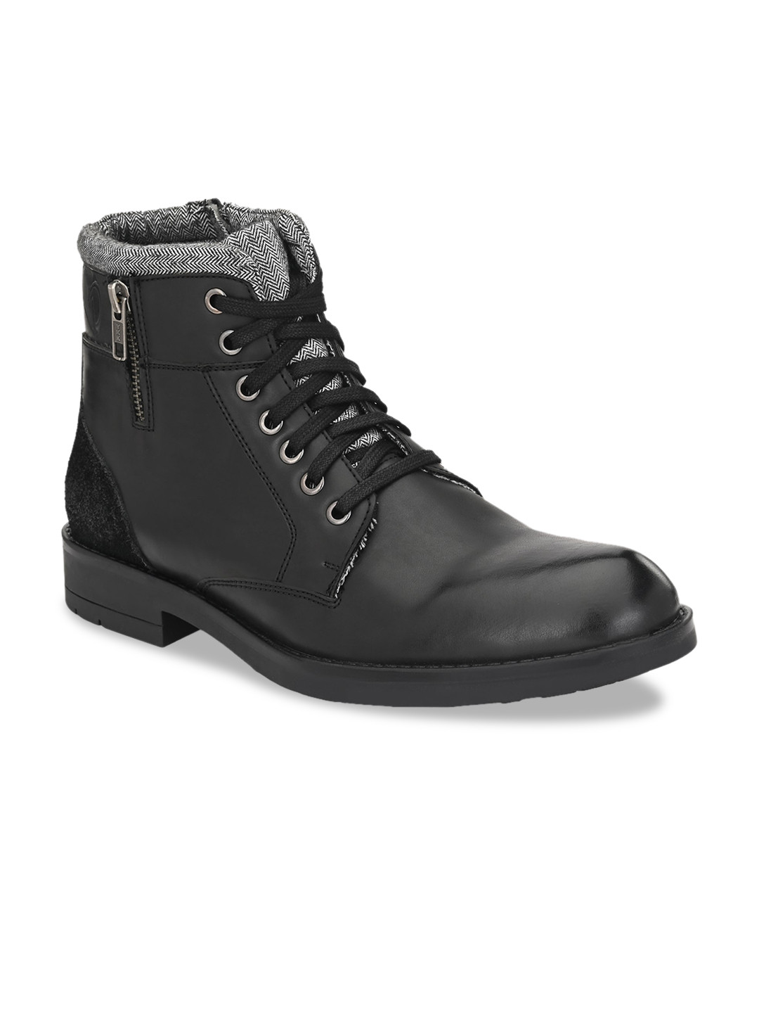 Delize Men Black Solid Flat Boots