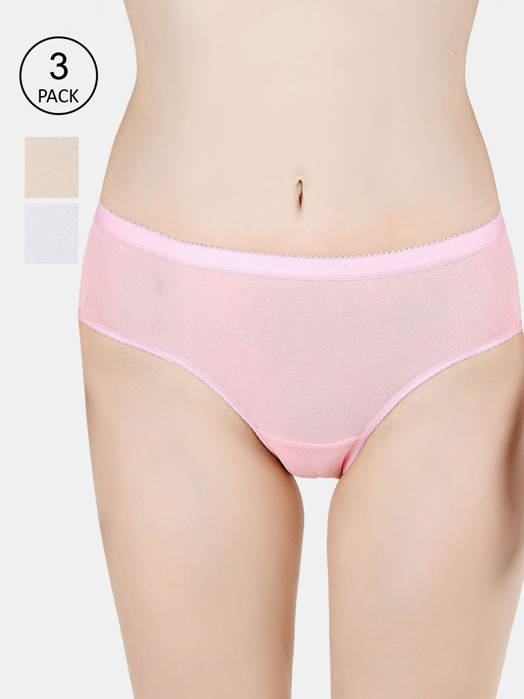 Vami Women Pack Of 3 Assorted Basic Briefs VM12001A-S-PO3