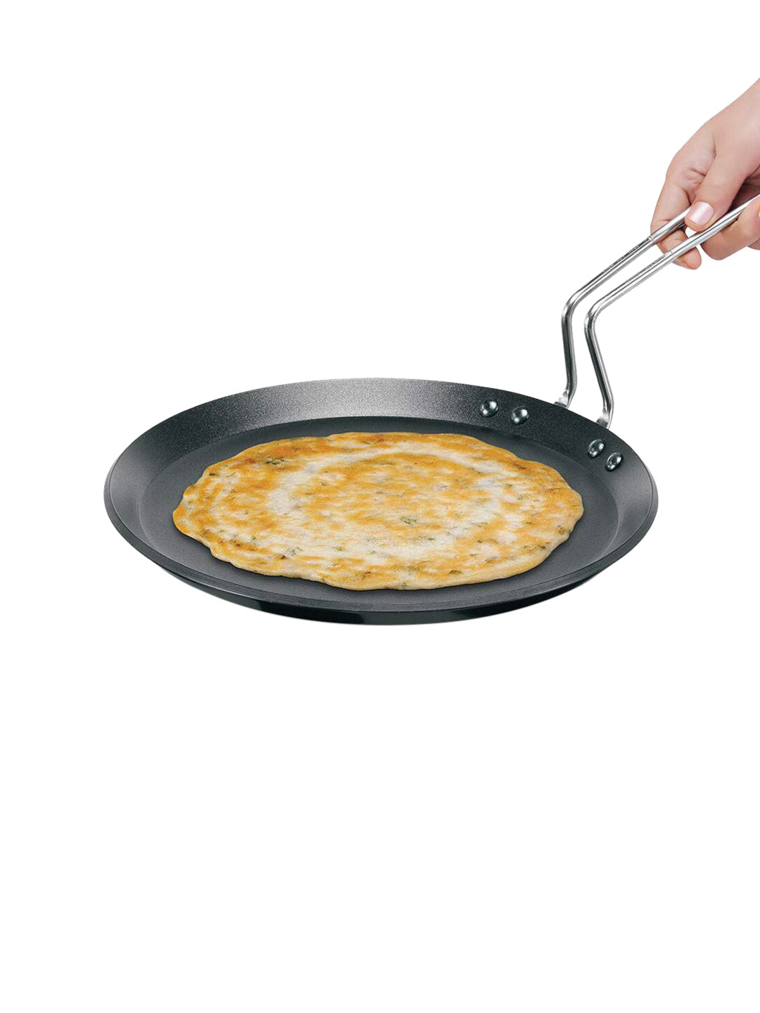 Hawkins Black Solid Futura Nonstick Flat Tava With Induction Compatible Base