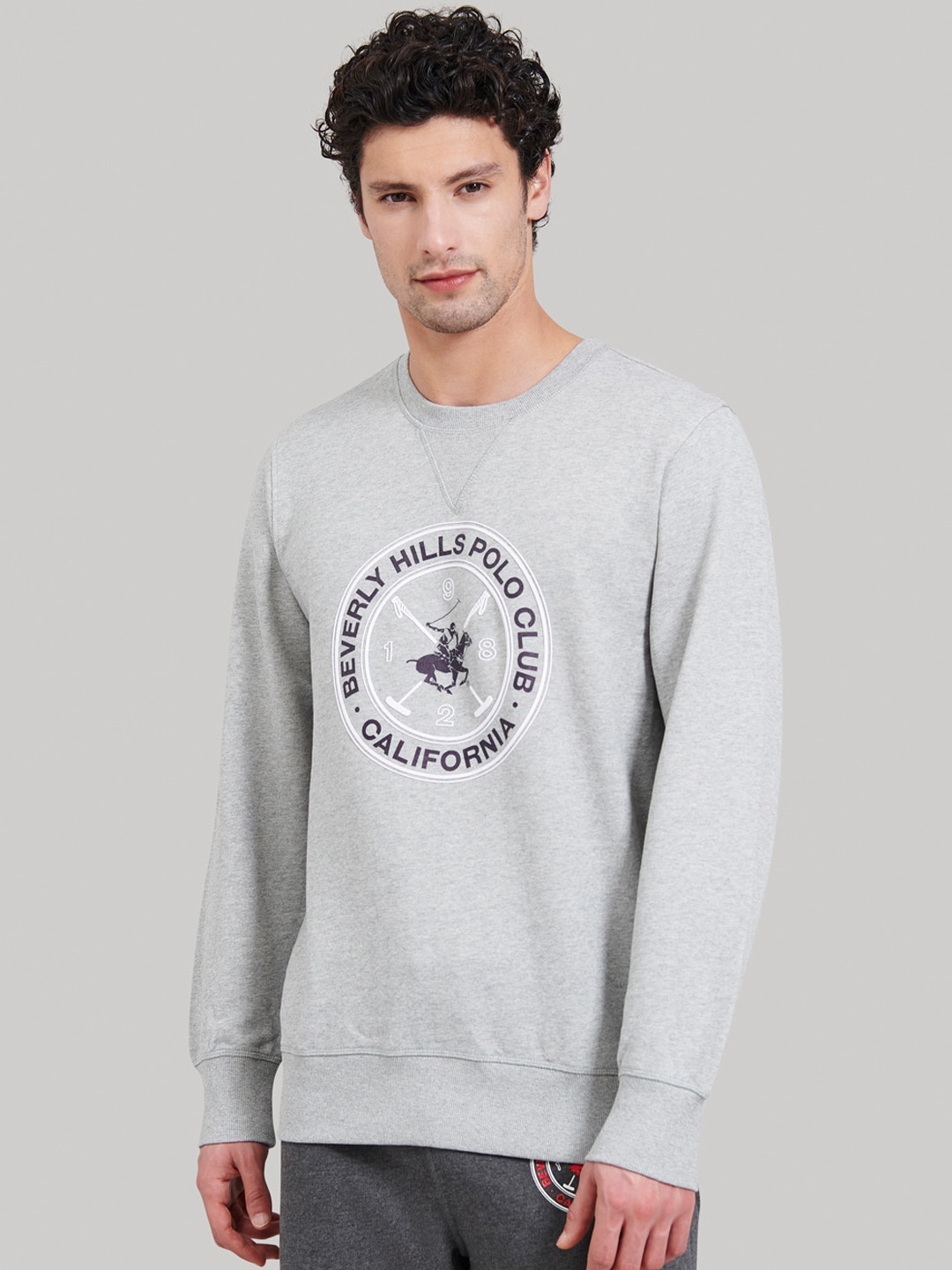 Beverly Hills Polo Club Men Grey Printed Sweatshirt