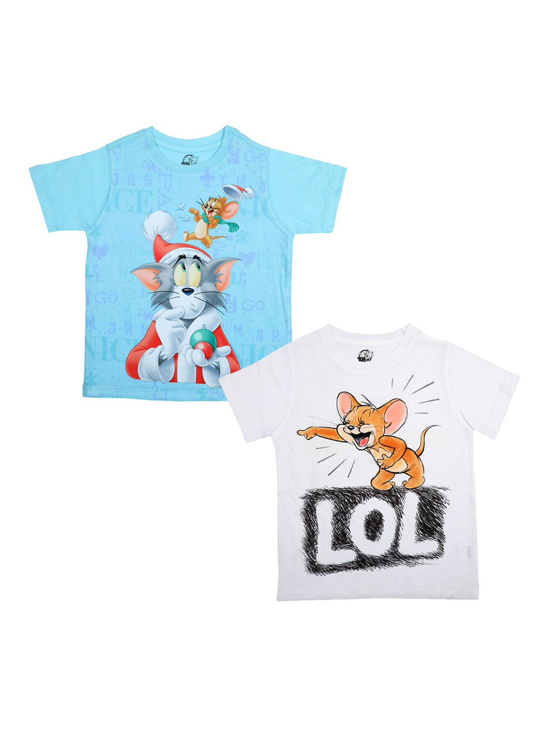 Tom & Jerry Boys Pack Of 2 Printed Round Neck T-shirt