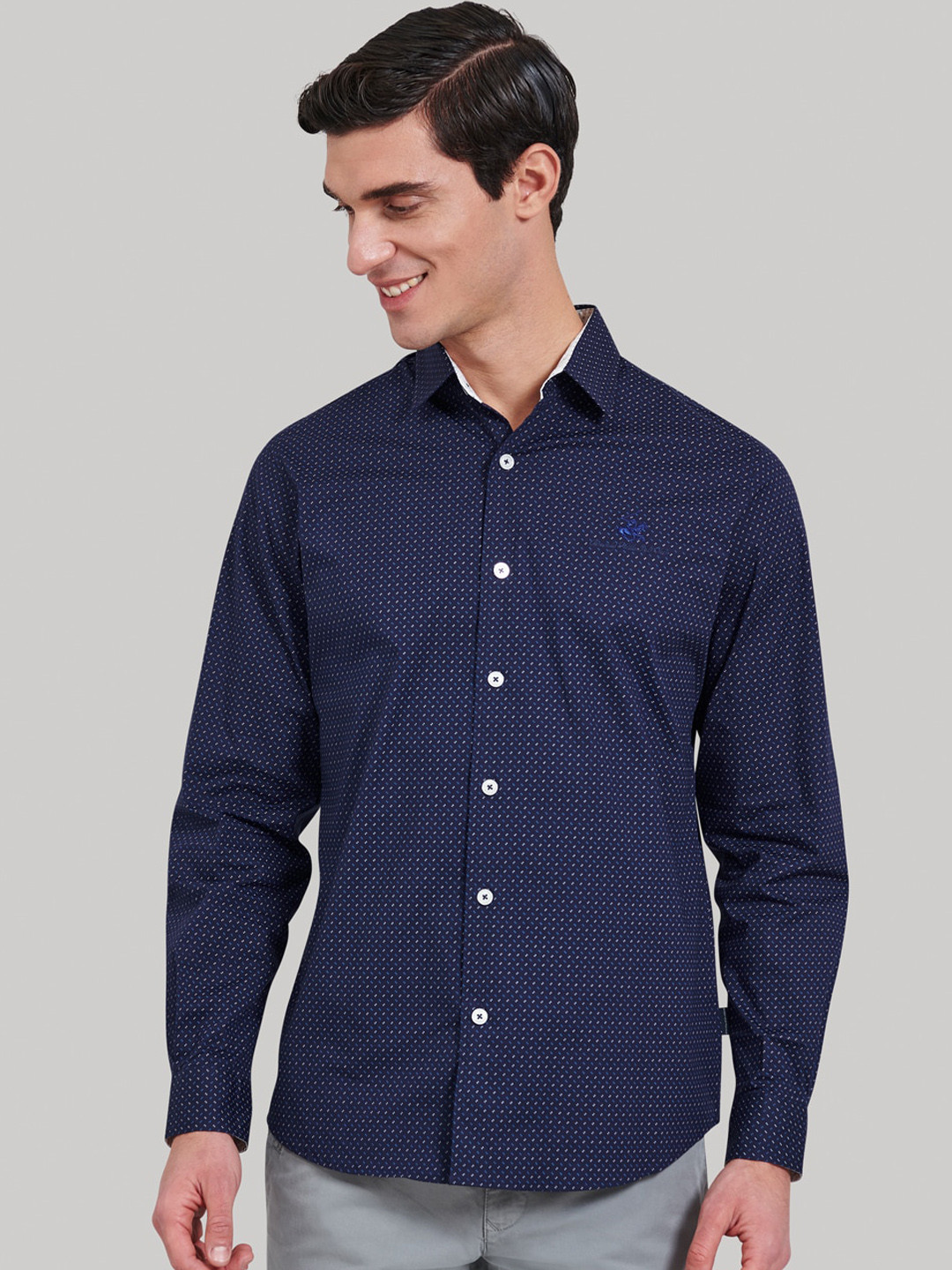 Beverly Hills Polo Club Men Navy Blue Regular Fit Solid Casual Shirt