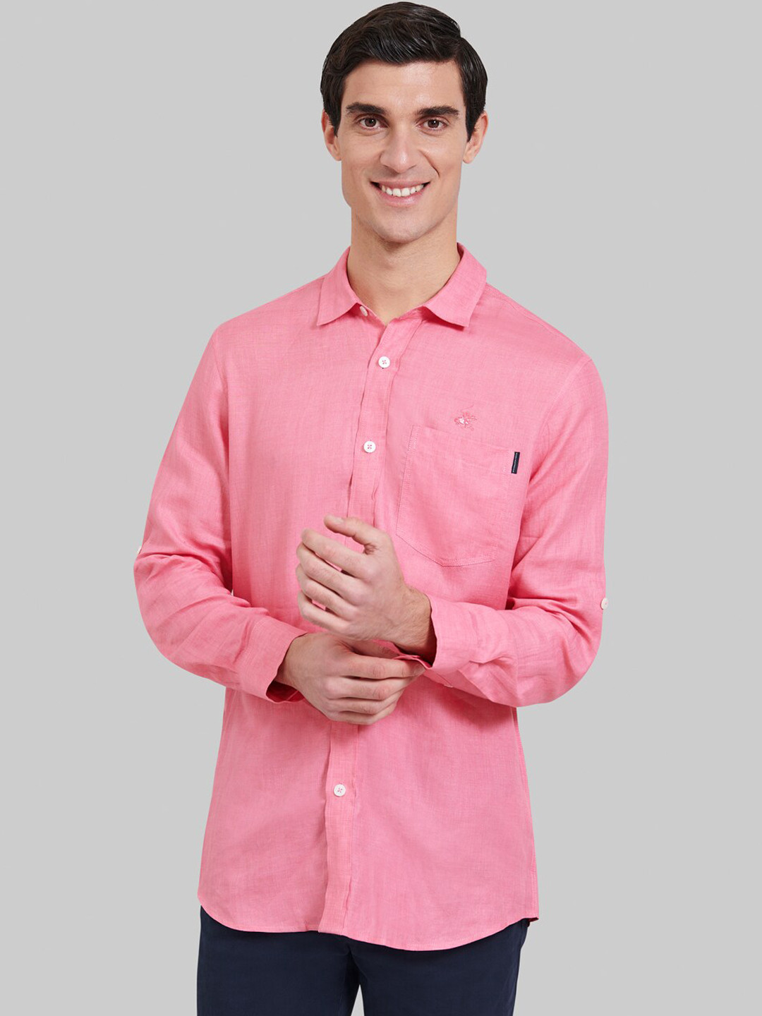 Beverly Hills Polo Club Men Red Regular Fit Solid Casual Shirt