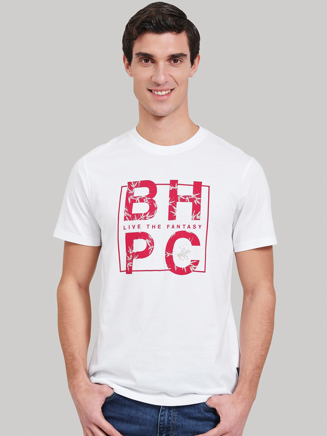Beverly Hills Polo Club Men White Printed Round Neck T-shirt
