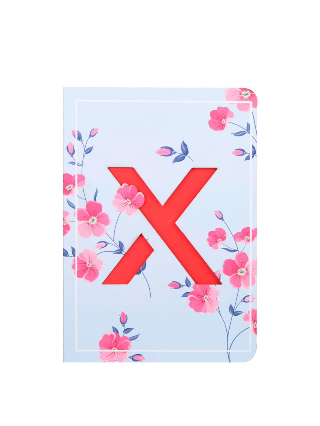 Doodle Blue & Pink Floral Print Initial X Monogram Soft Bound Diary
