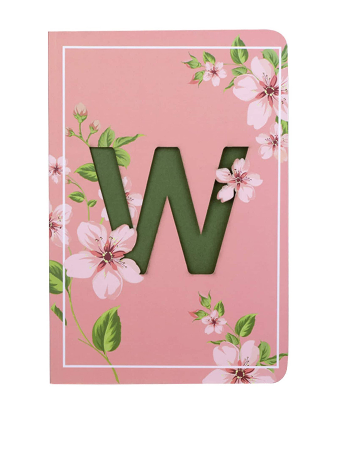 Doodle Pink & Green Printed Initial W Monogram Soft Bound Diary