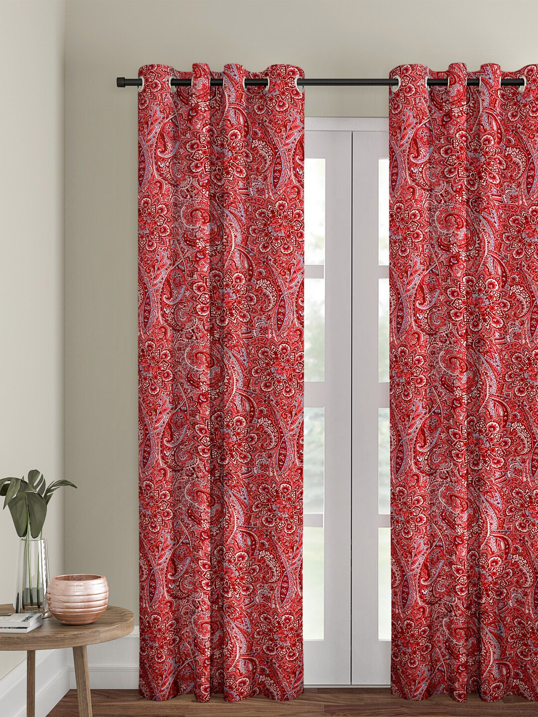 Cortina Red & Pink Single Digital Printed Door Curtain