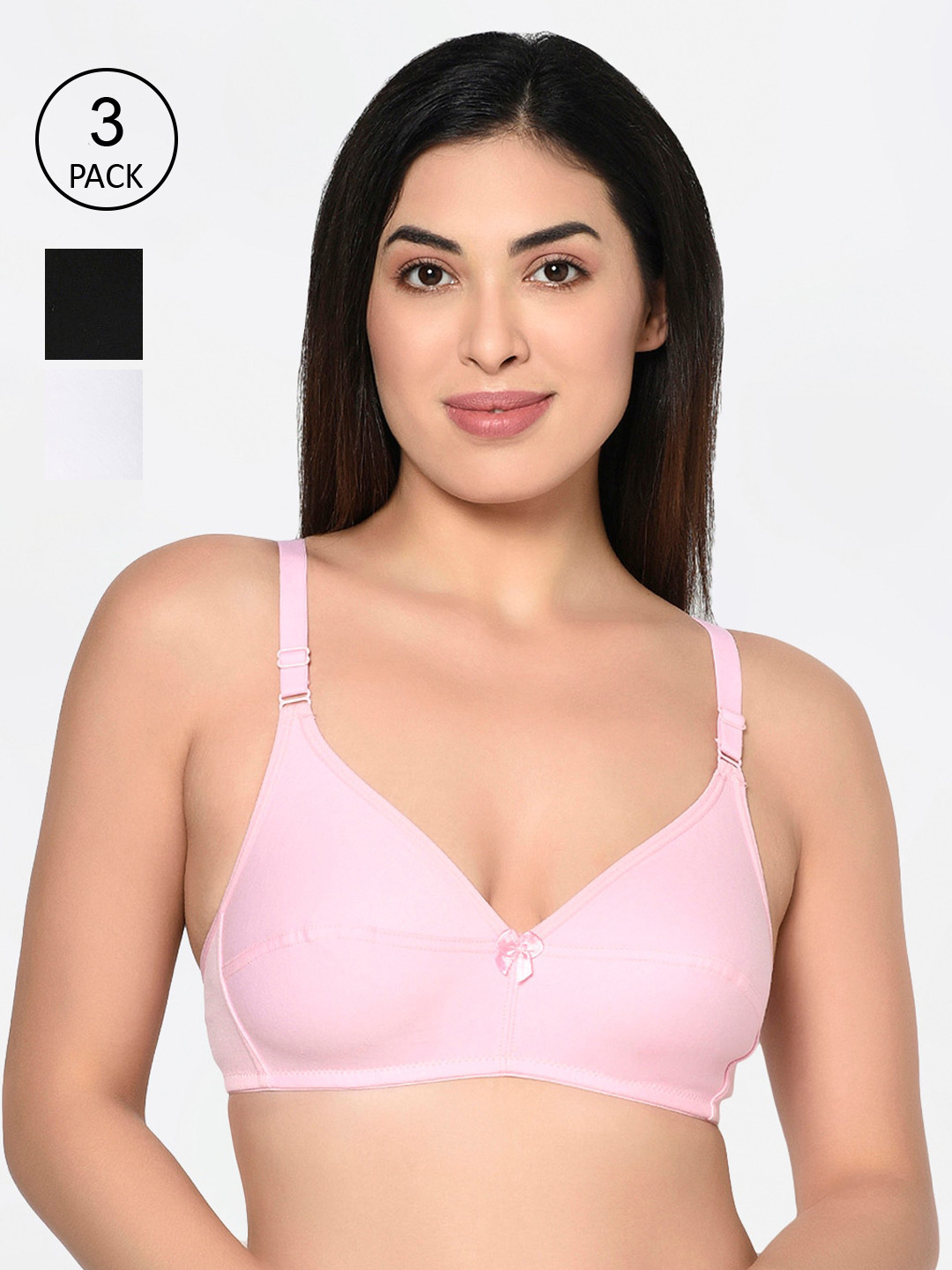 Bodycare Pack Of 3k Solid Non-Wired Non Padded Everyday Bras 1581BPIW-3PCS