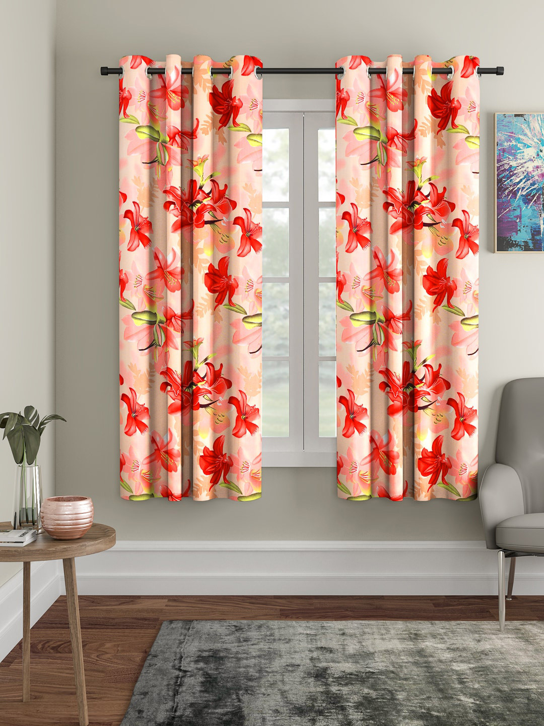 Cortina Peach-Coloured Single Window Curtain
