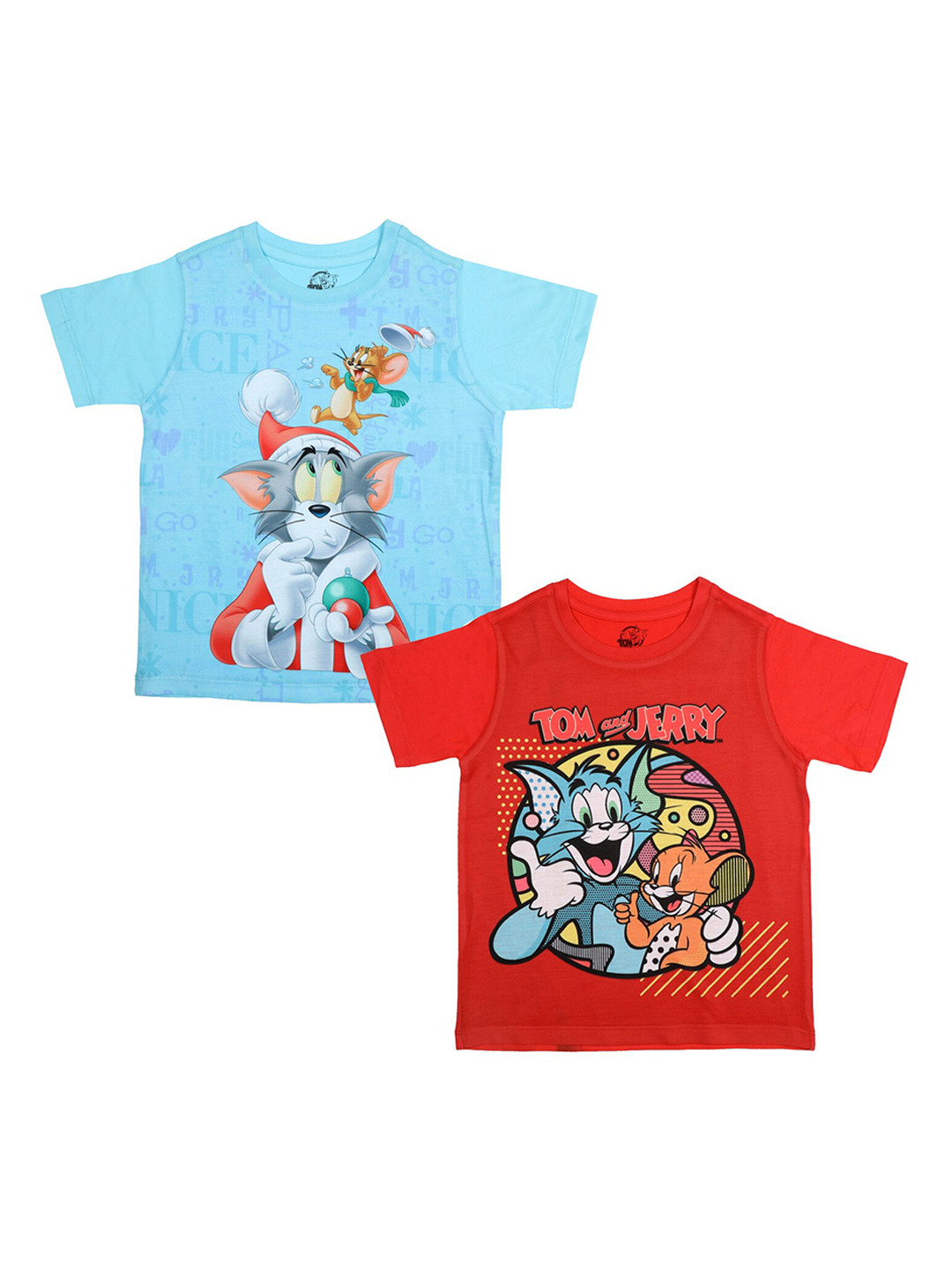 Tom & Jerry Boys Pack Of 2 Printed Round Neck T-shirt