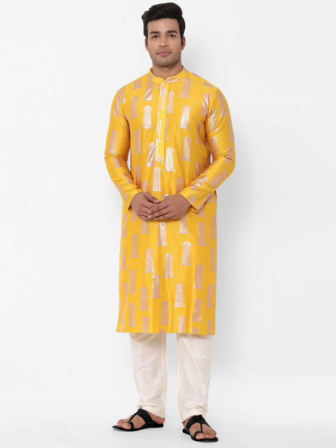 Masaba Men Mustard Printed Straight Kurta