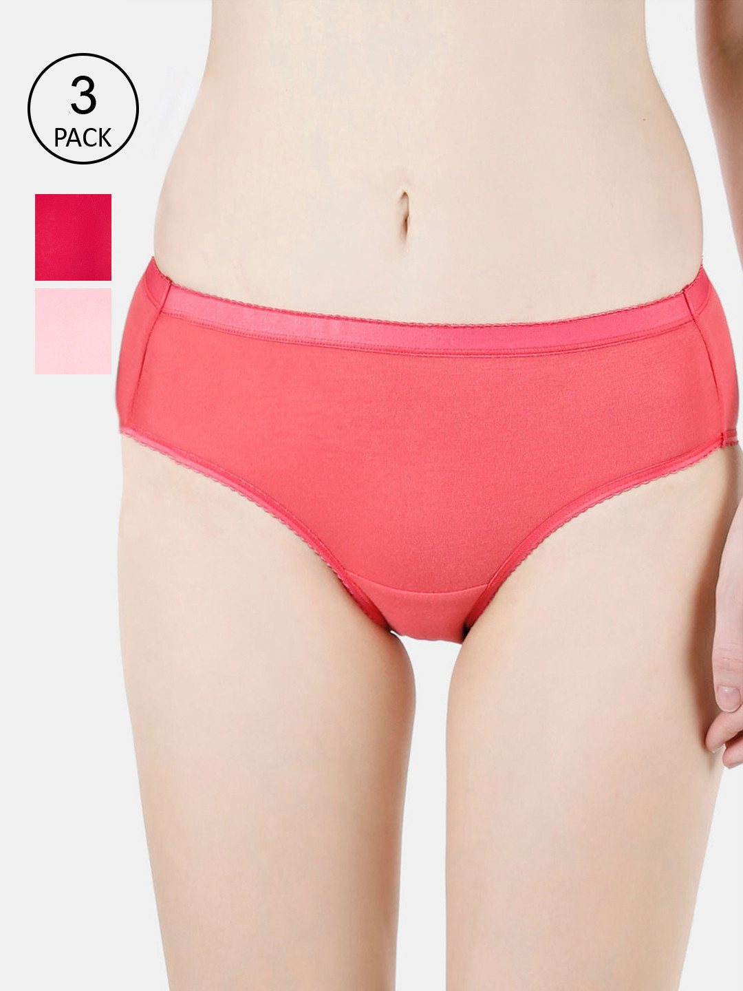 Vami Women Assorted Basic Briefs Pack Of 3 VM12001B-S-PO3