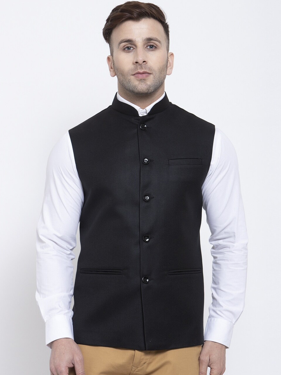 Badoliya & Sons Men Black Solid Nehru Jacket