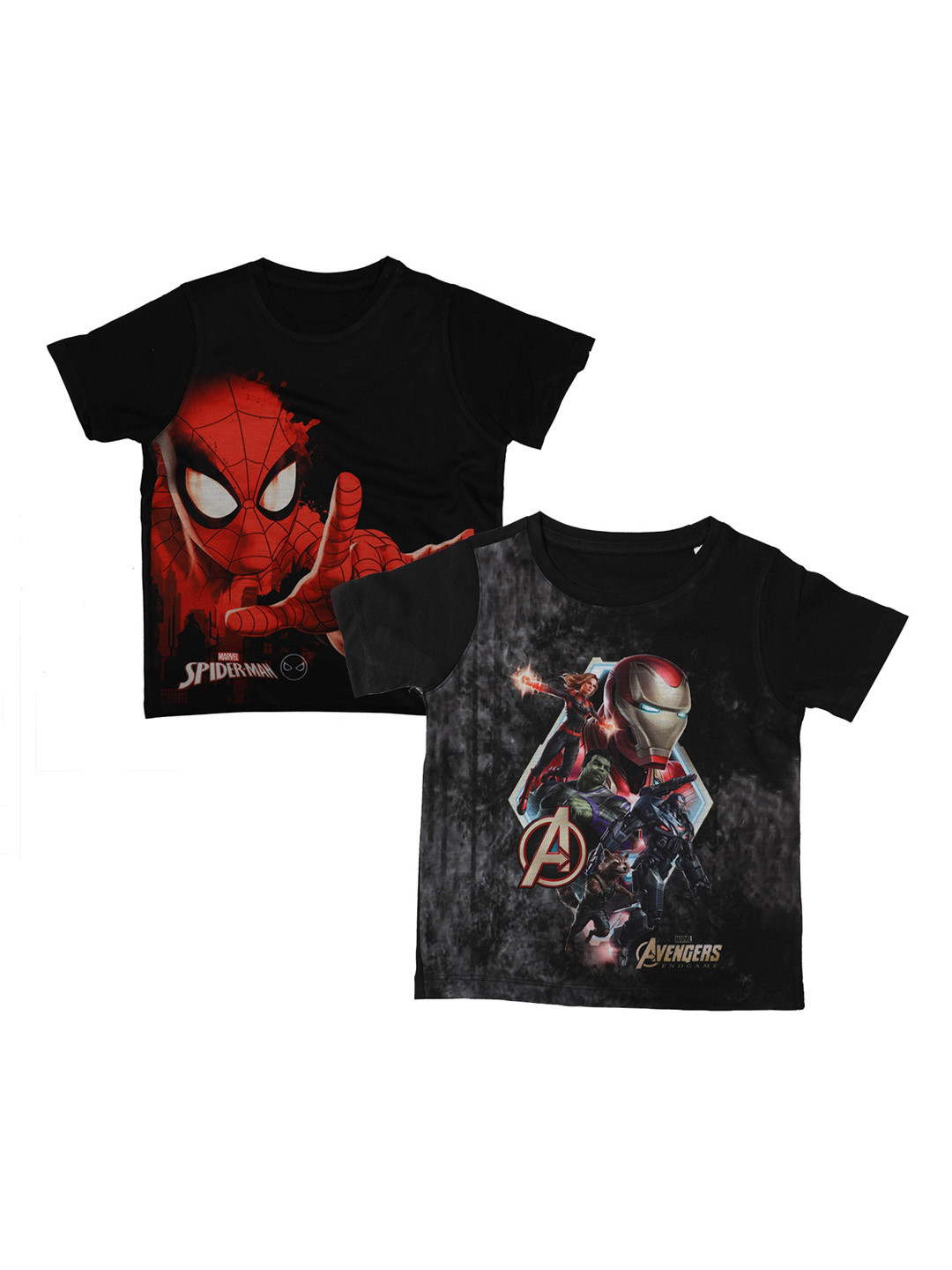 Marvel by Wear Your Mind Boys Pack Of 2 Spiderman Printed Round Neck T-shirt