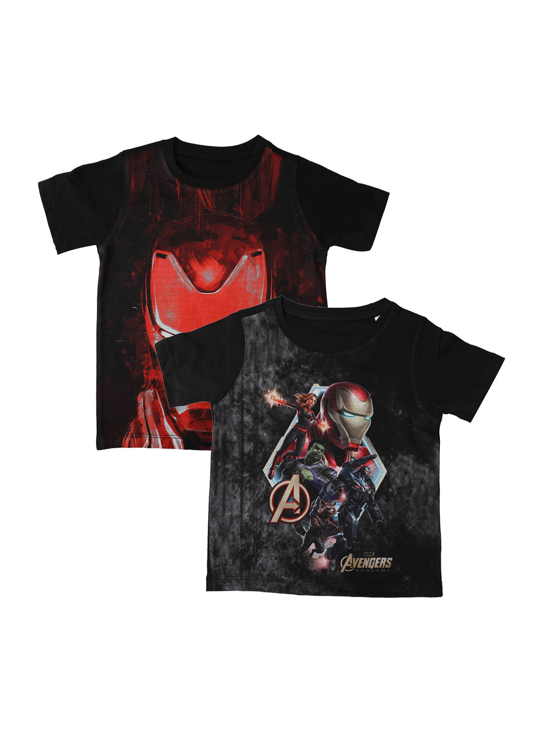 Marvel by Wear Your Mind Boys Black Printed Round Neck T-shirt Pack of 2