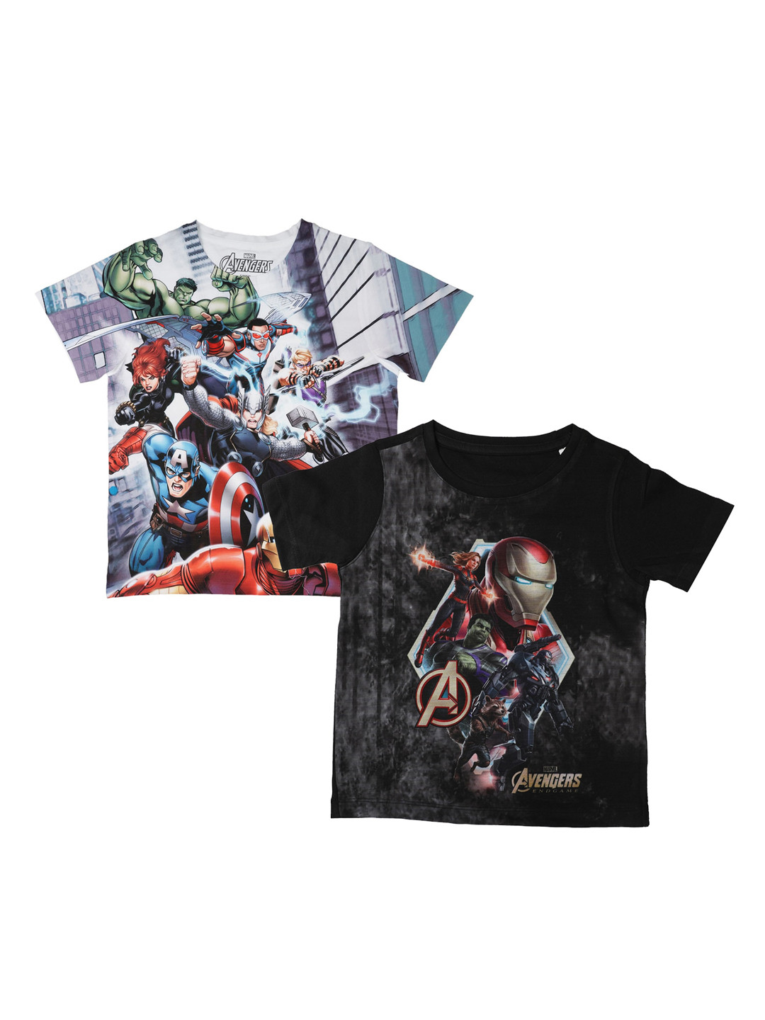 Marvel by Wear Your Mind Boys White Avengers Printed Round Neck T-shirt Pack of 2