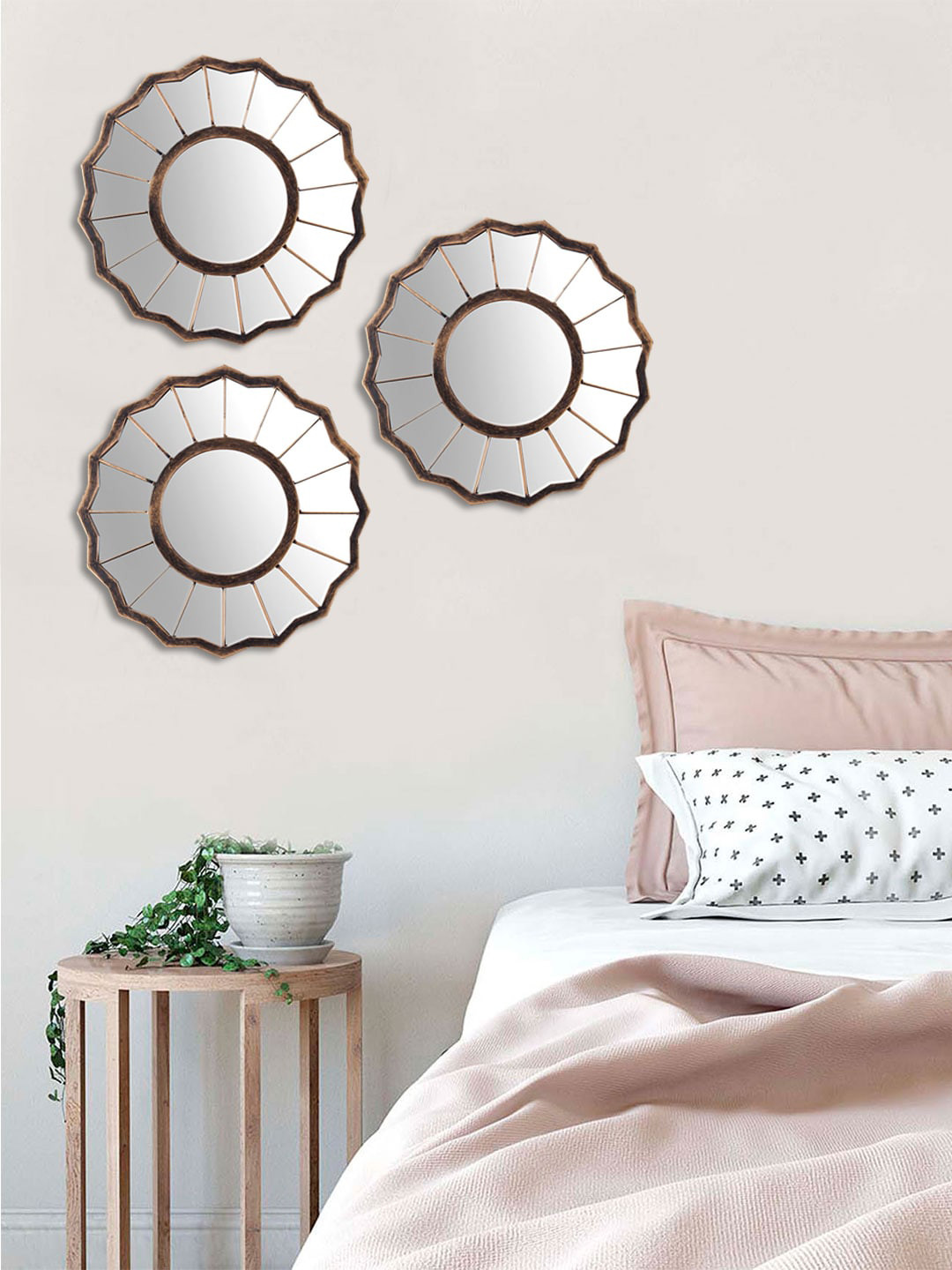 Art Street Set Of 3 Copper-Toned Decorative Wall Mirrors