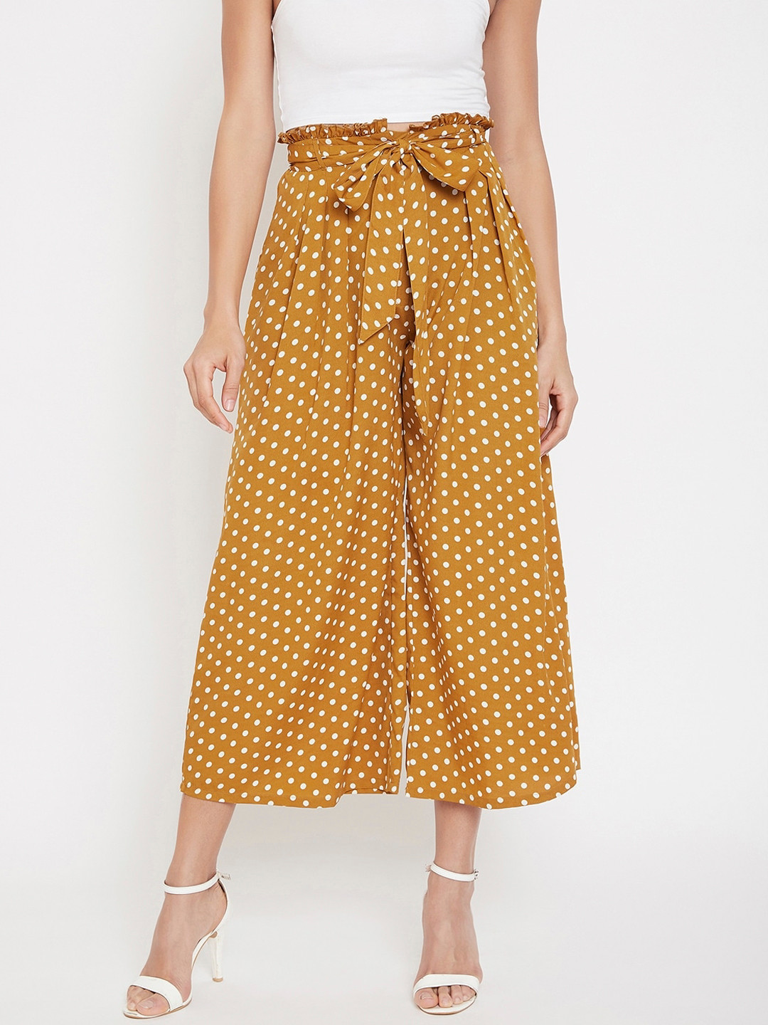 La Zoire Women Mustard Printed Straight Palazzos