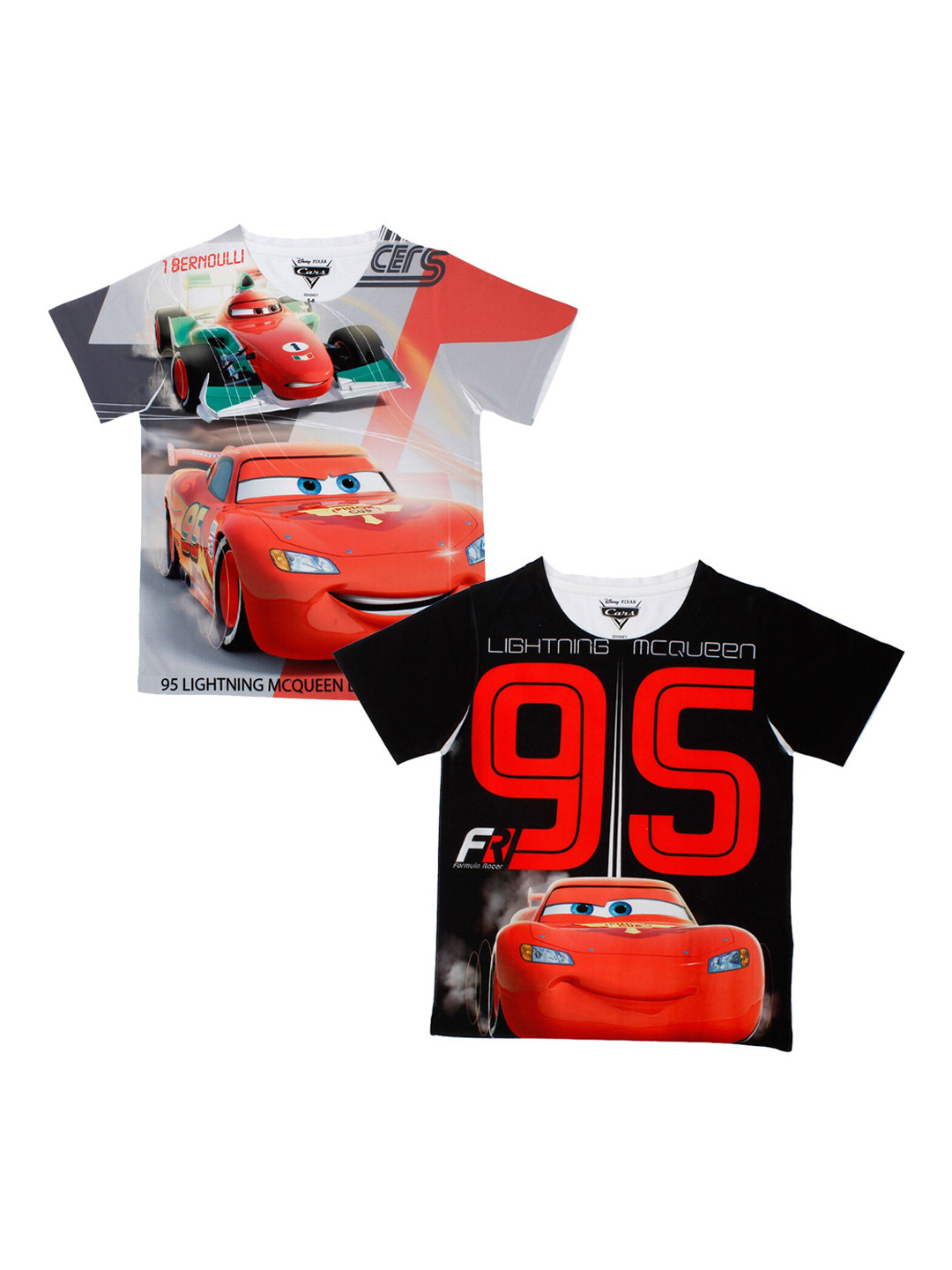 Disney by Wear Your Mind Boys White Cars Printed Round Neck T-shirt Pack of 2