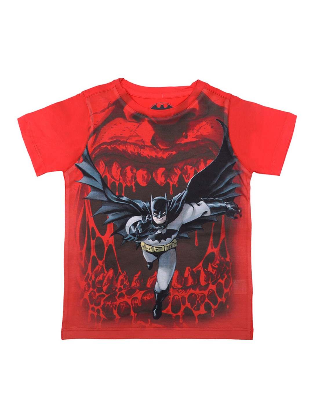 Batman Boys Red Printed Round Neck T-shirt