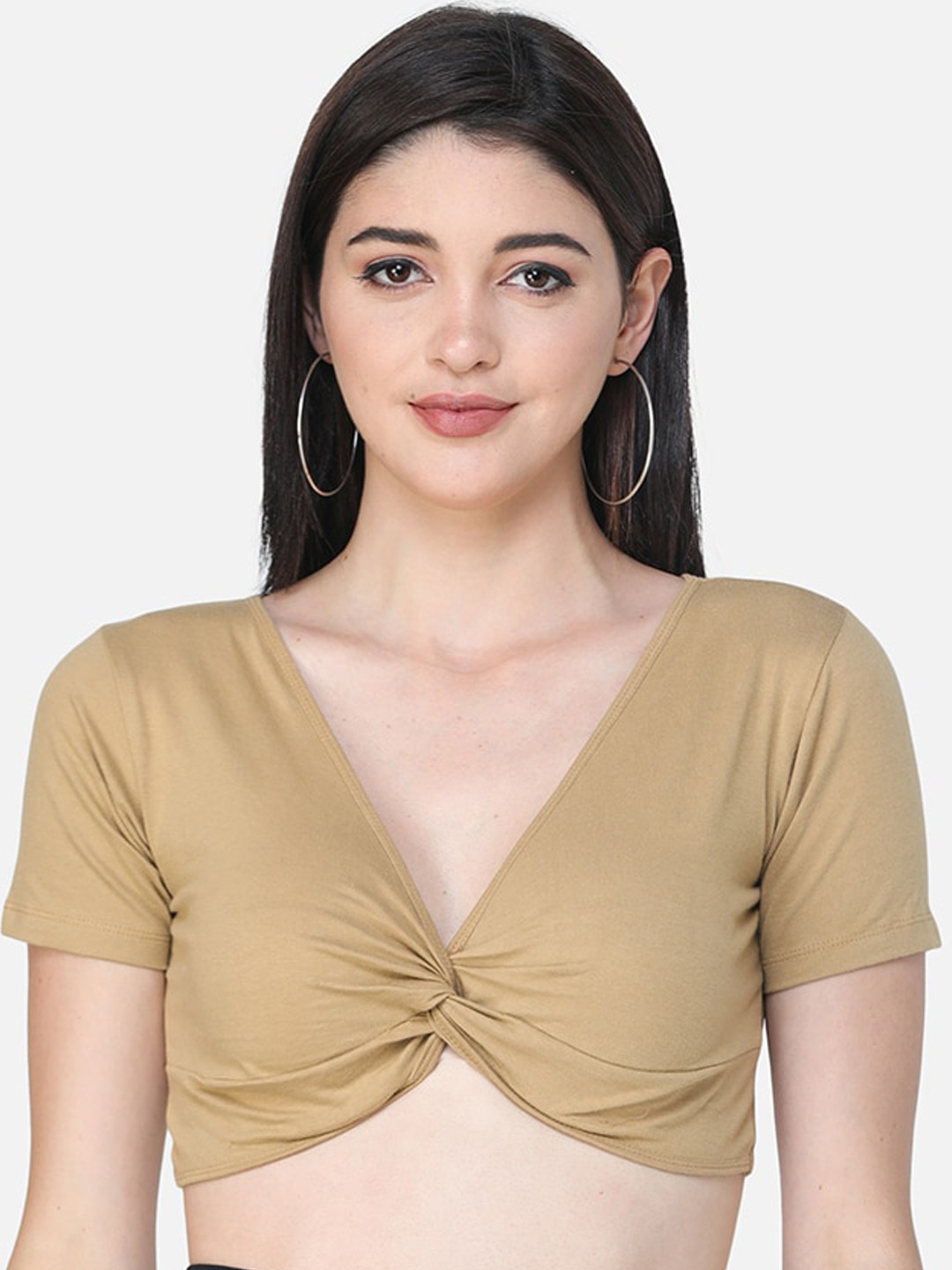SCORPIUS Women Gold-Toned Solid Wrap Top