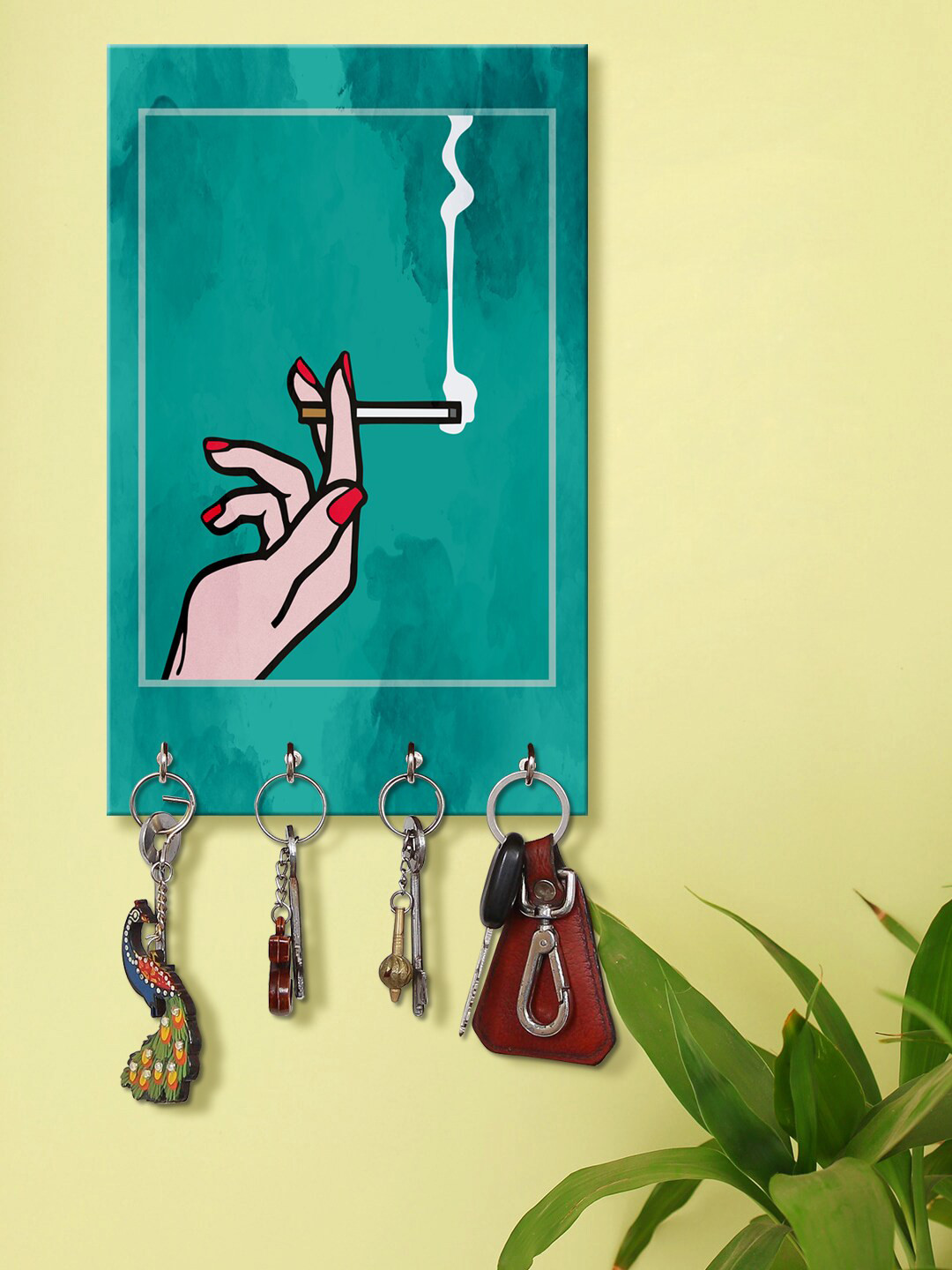 999Store Blue & White Smoke Printed Wall Hanging Key Holder