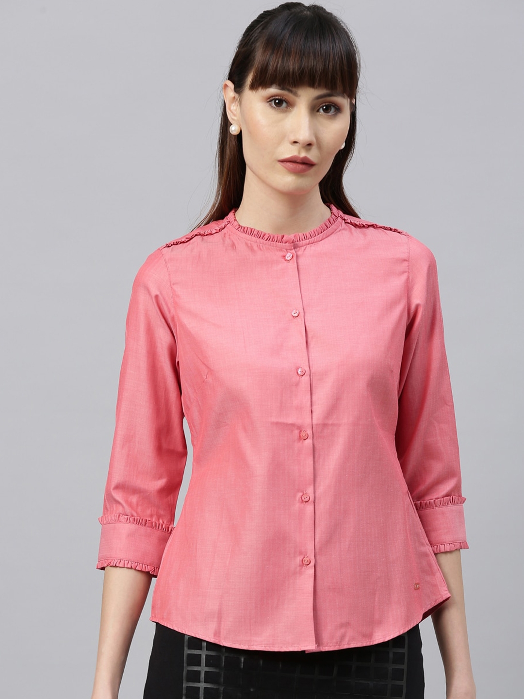 Park Avenue Woman Pink Regular Fit Self Design Casual Shirt