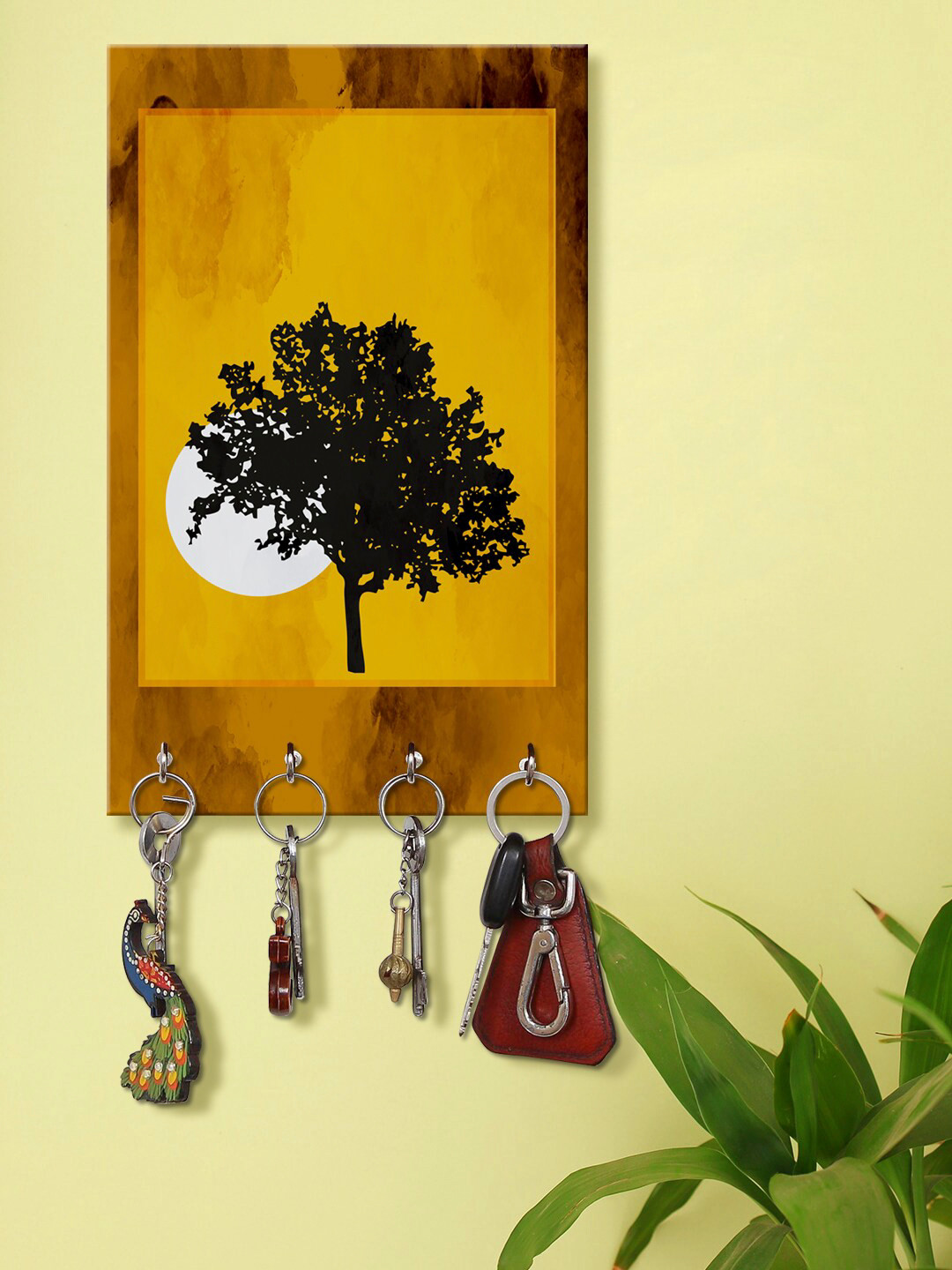 999Store Yellow & Black Moon Pattern Keyholder