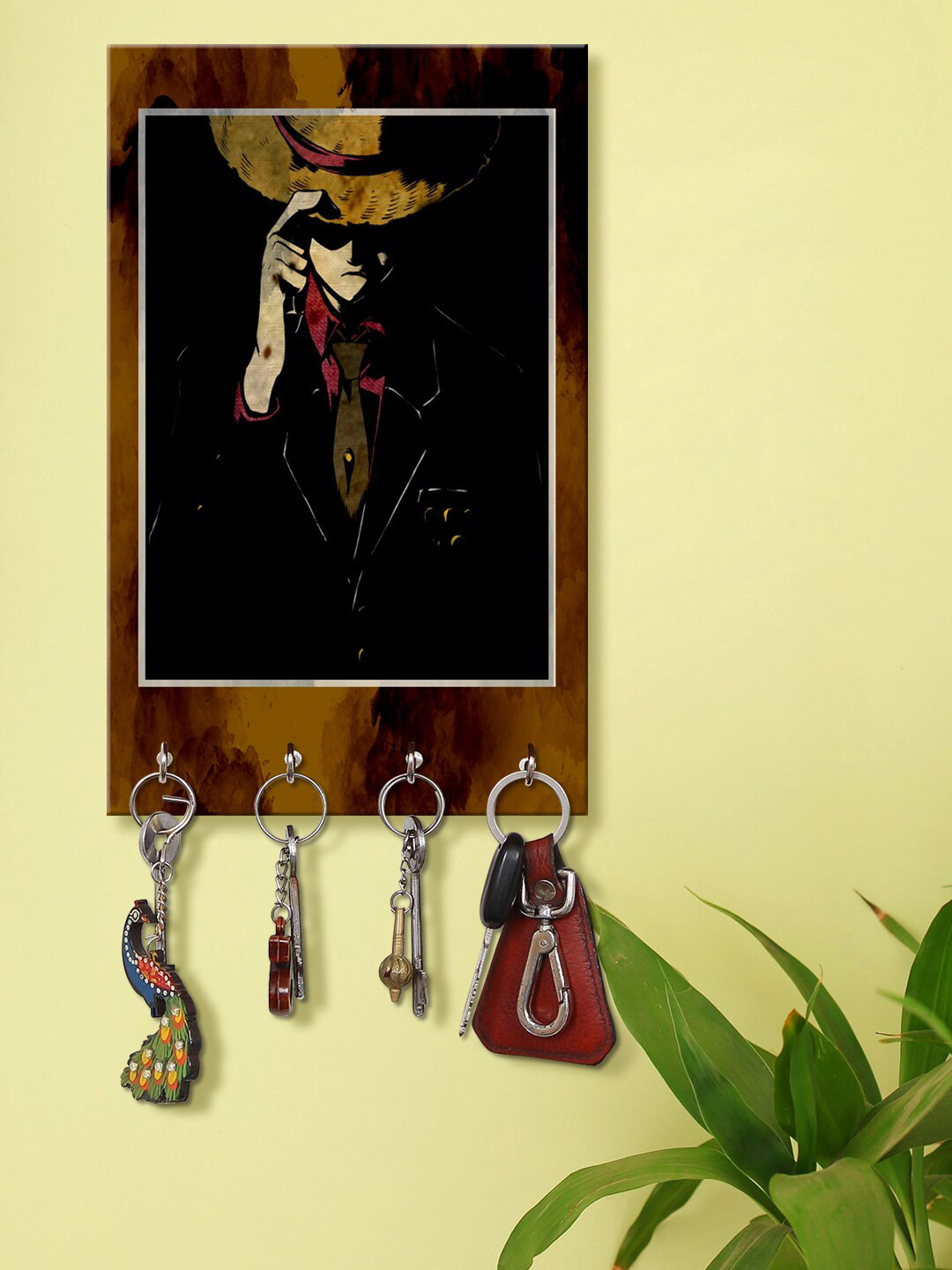 999Store Brown & Black Detective Men Pattern Keyholder