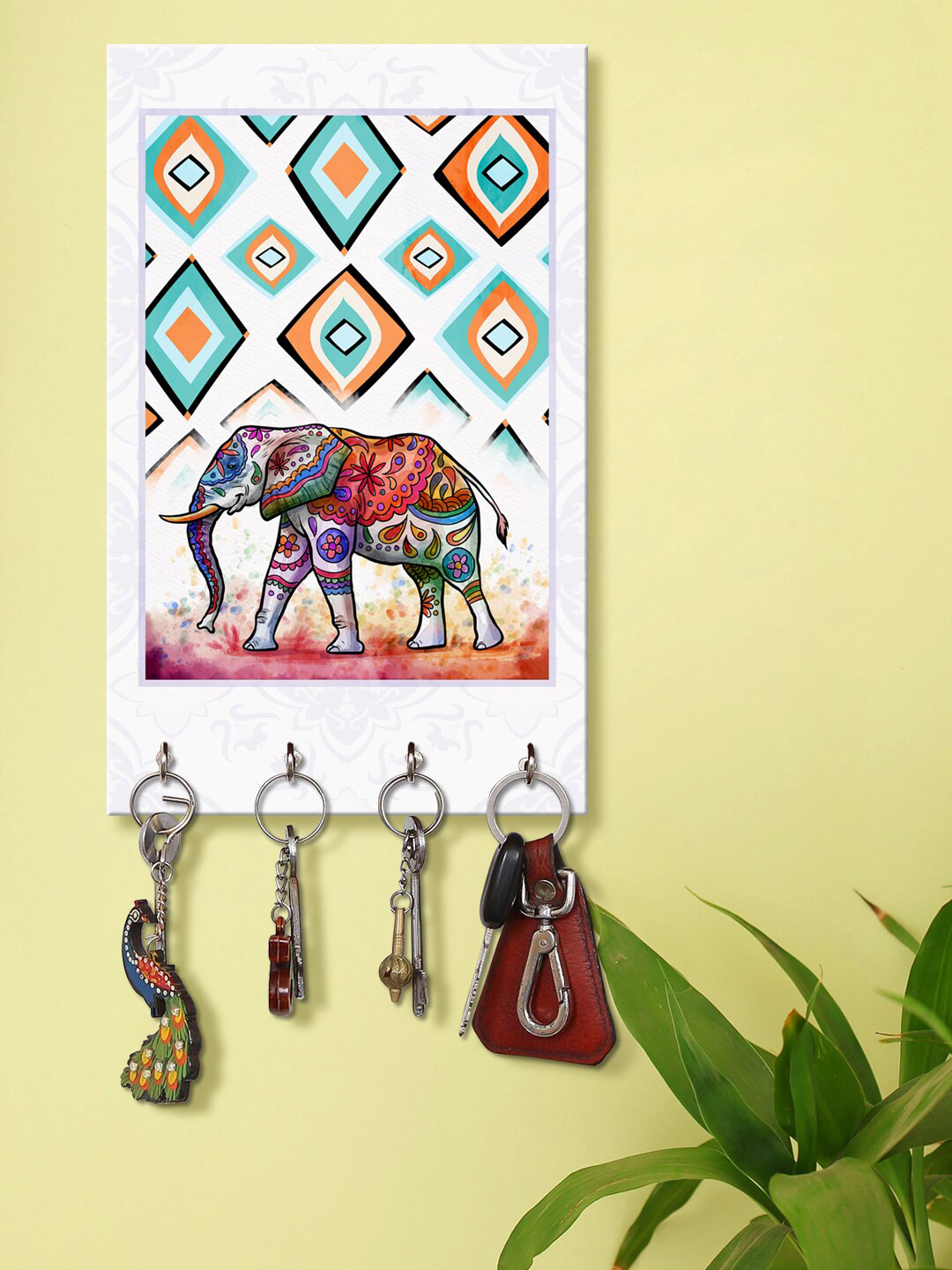 999Store Unisex White Printed Keyholder