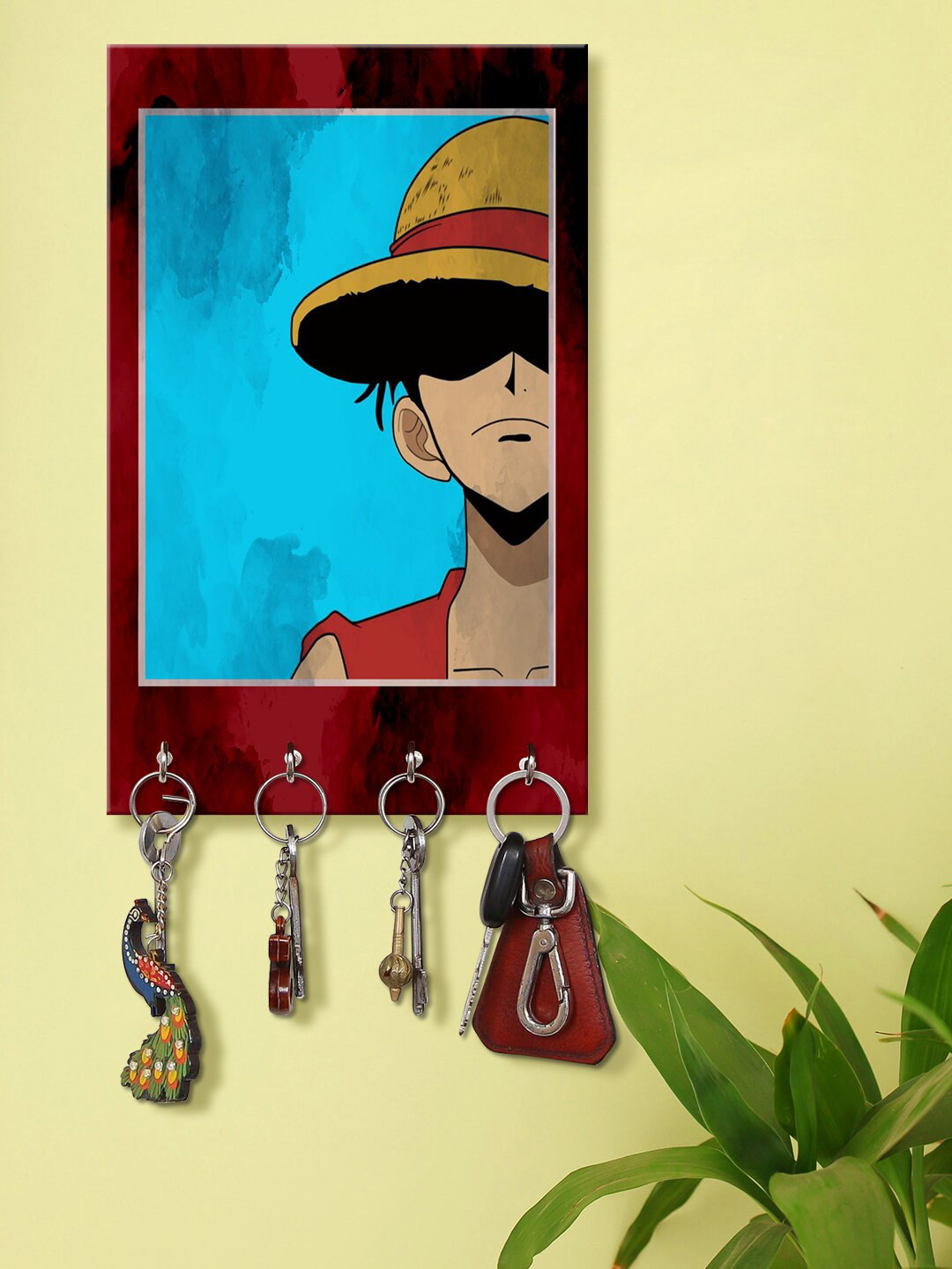 999Store Red & Blue Men Face Pattren Keyholder