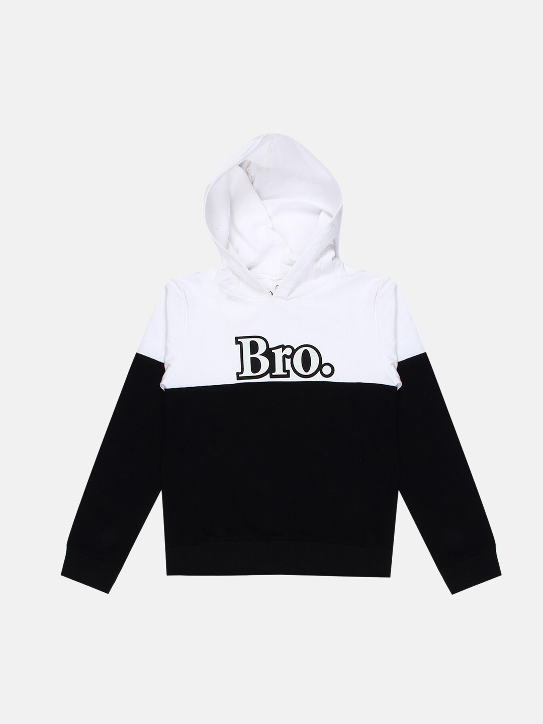 NOT Unisex Kids Black & White Colourblocked Hooded Sweatshirt