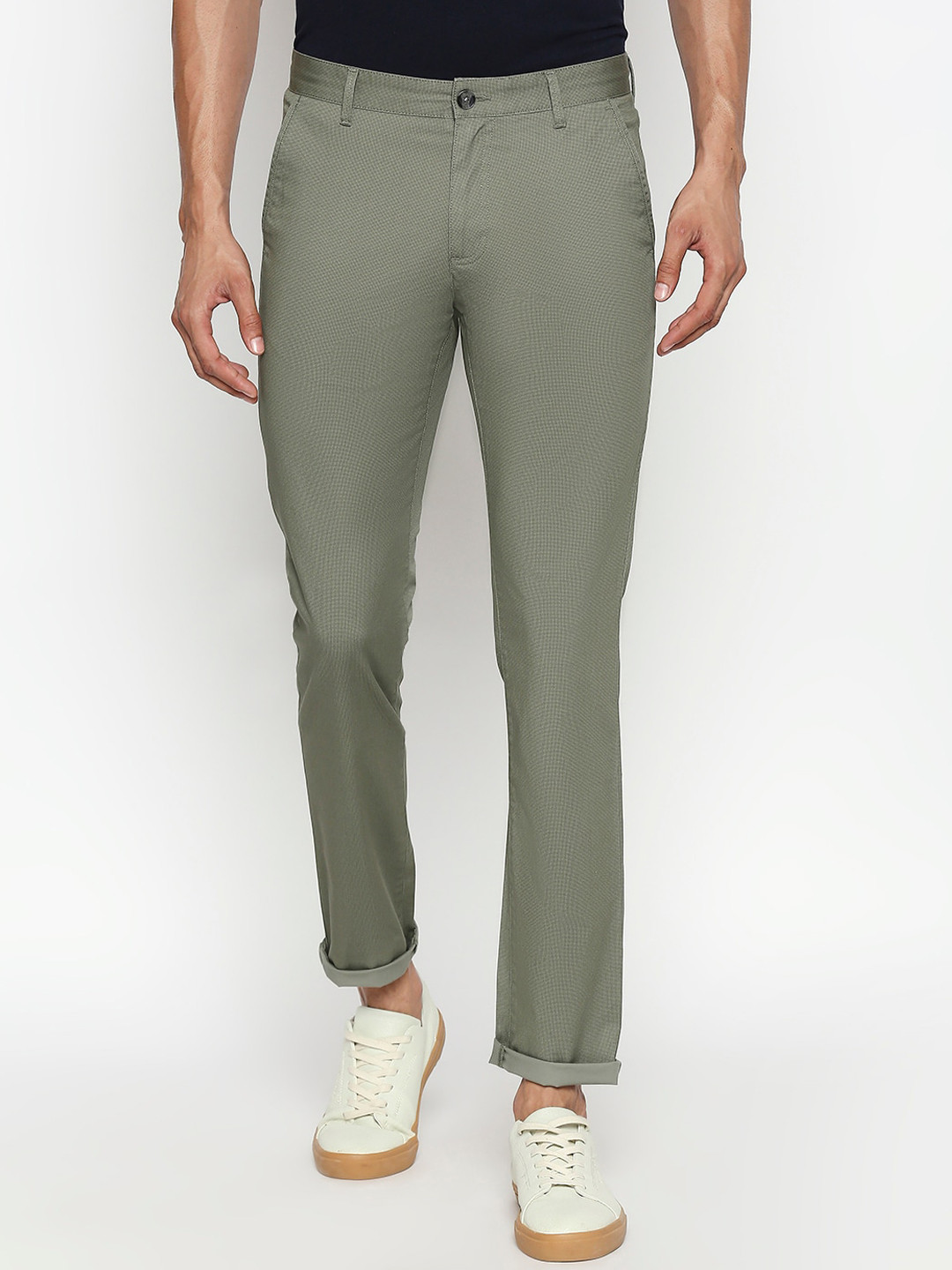 Price History of BYFORD by Pantaloons Men Green Slim Fit Self