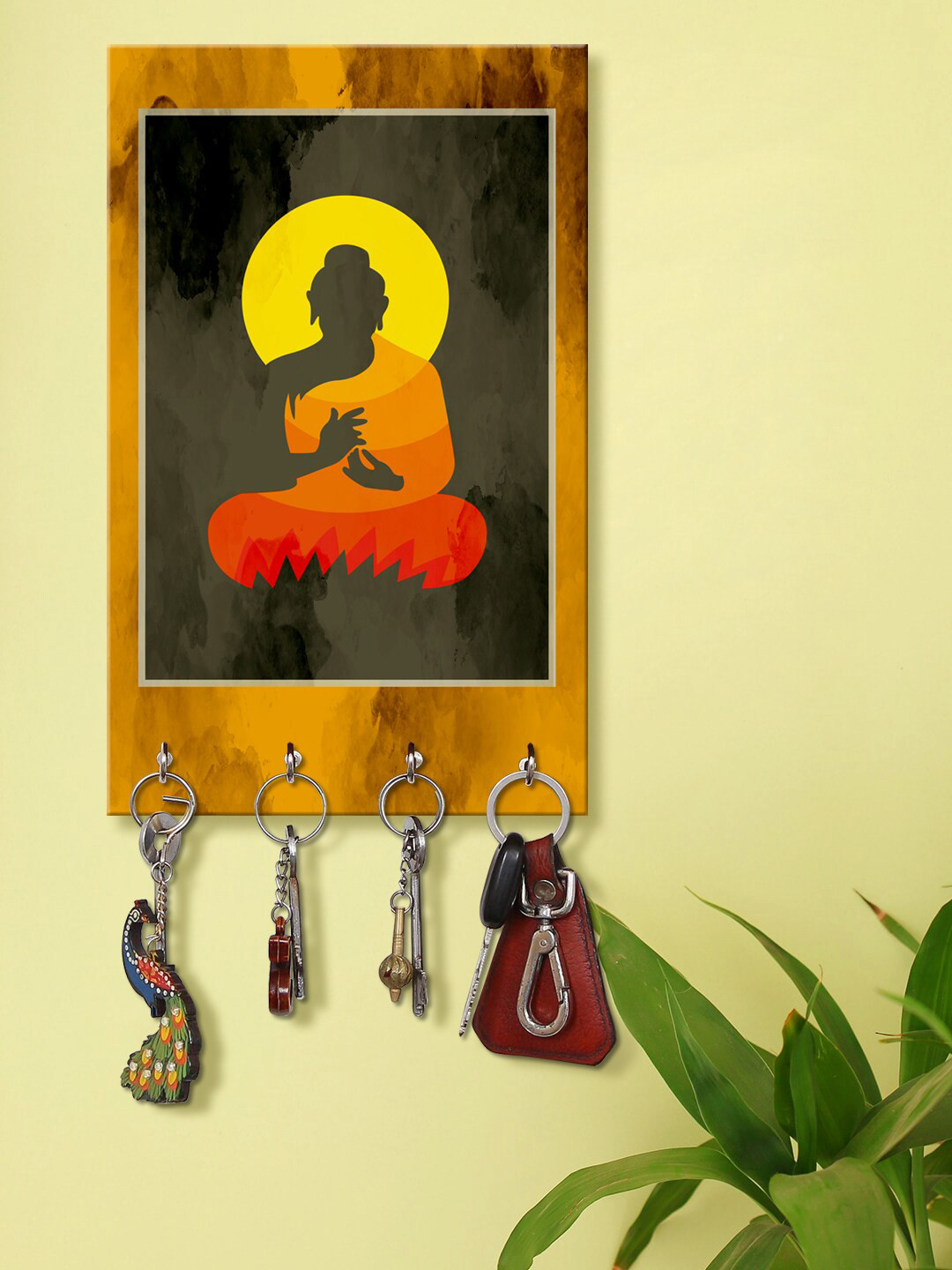 999Store Yellow & Orange Buddha Pattern Key Holder