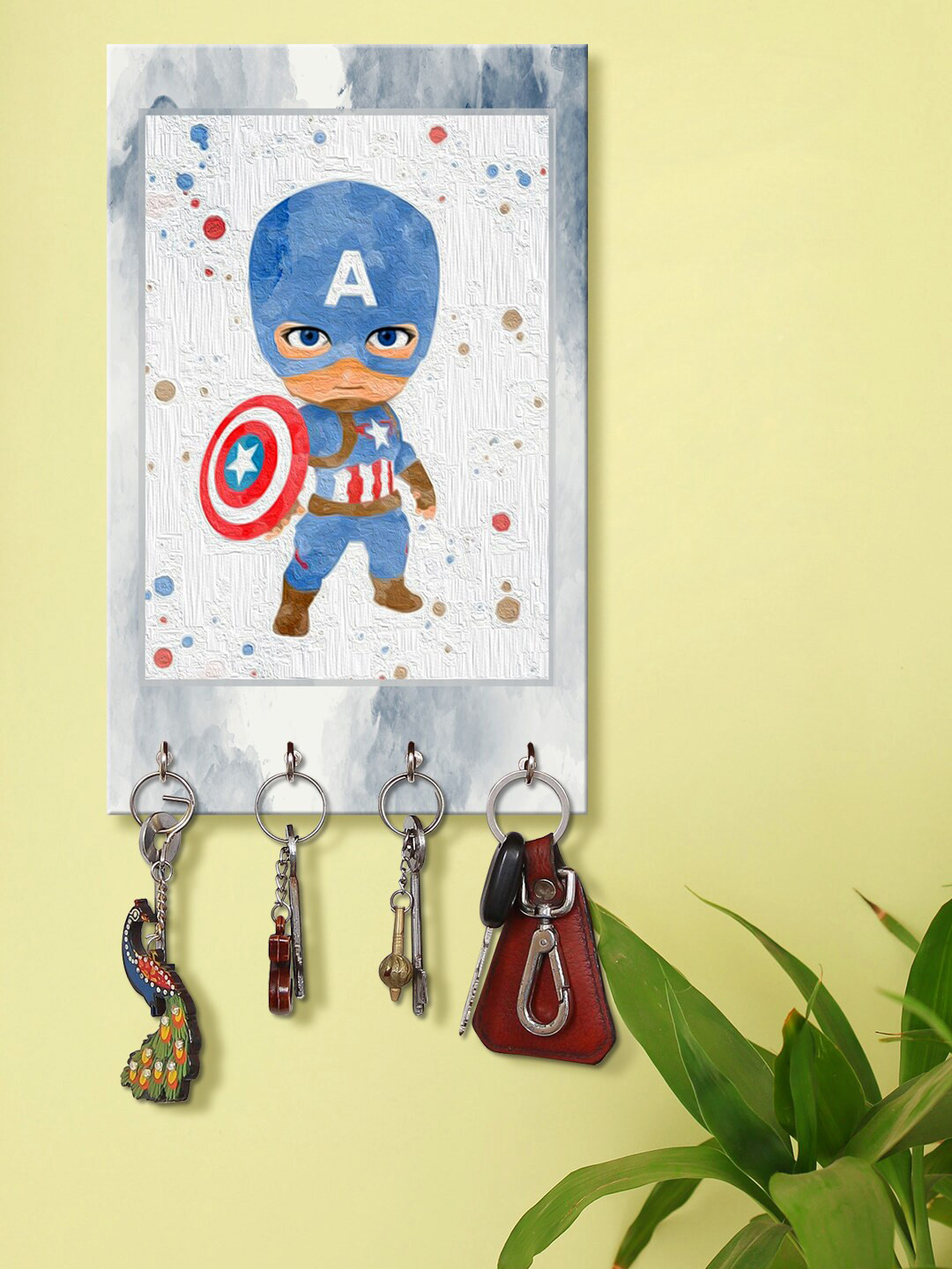 999Store Grey & Blue Childrens Avengers Wooden Keyholder